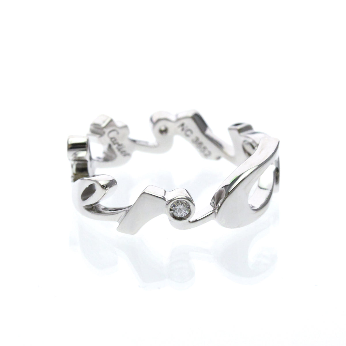 Cartier Signature 18K White Gold Silver White_Gold Ring Jewelry (Pre-Owned)