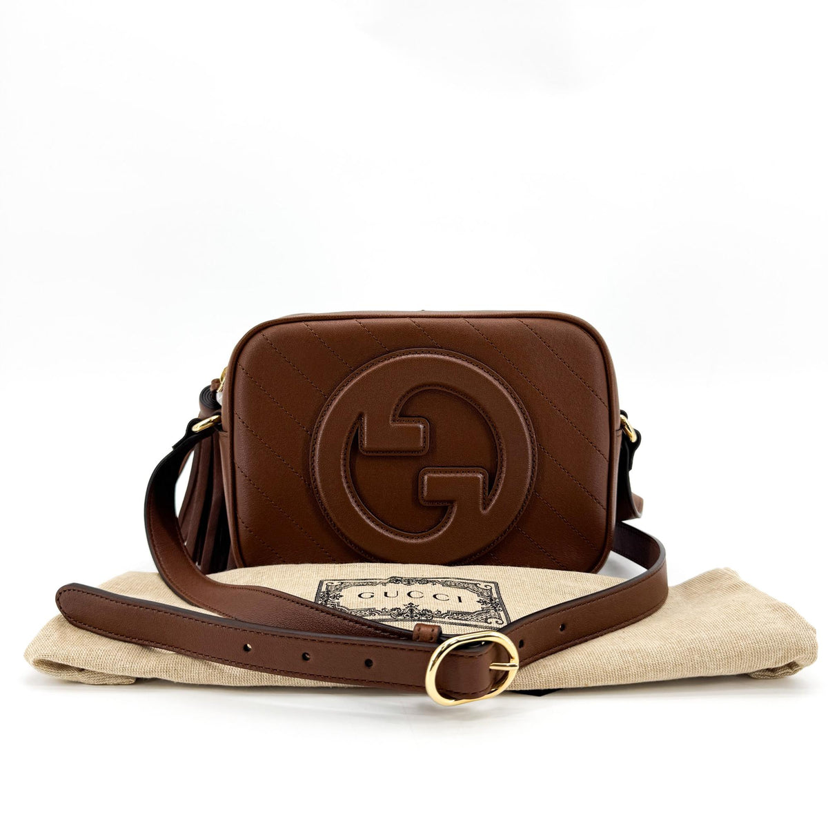 Gucci Blondie Nm Camera Diagonal Quilted Leather Brown Leather Shoulder Bag Bag (Pre-Owned)