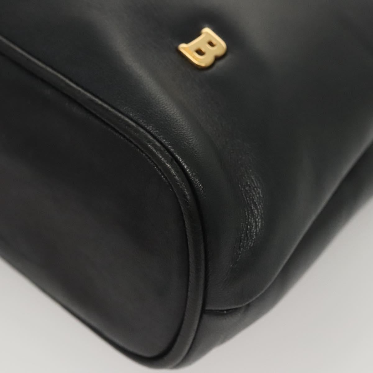 Bally Vintage Quilted Leather Navy Leather Shoulder Bag Bag (Pre-Owned)