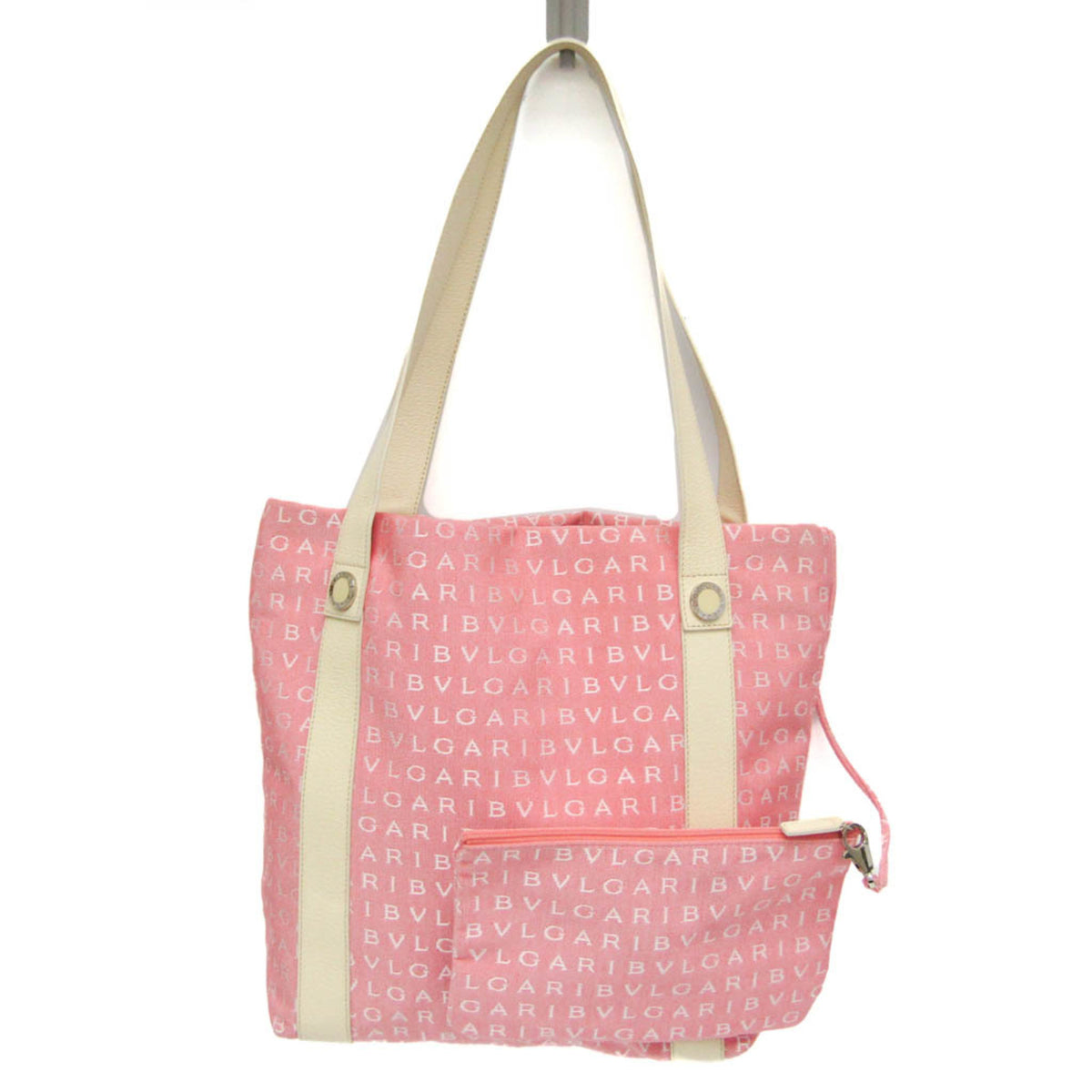 Bvlgari Logomania Canvas Beige Canvas Tote Bag Bag (Pre-Owned)