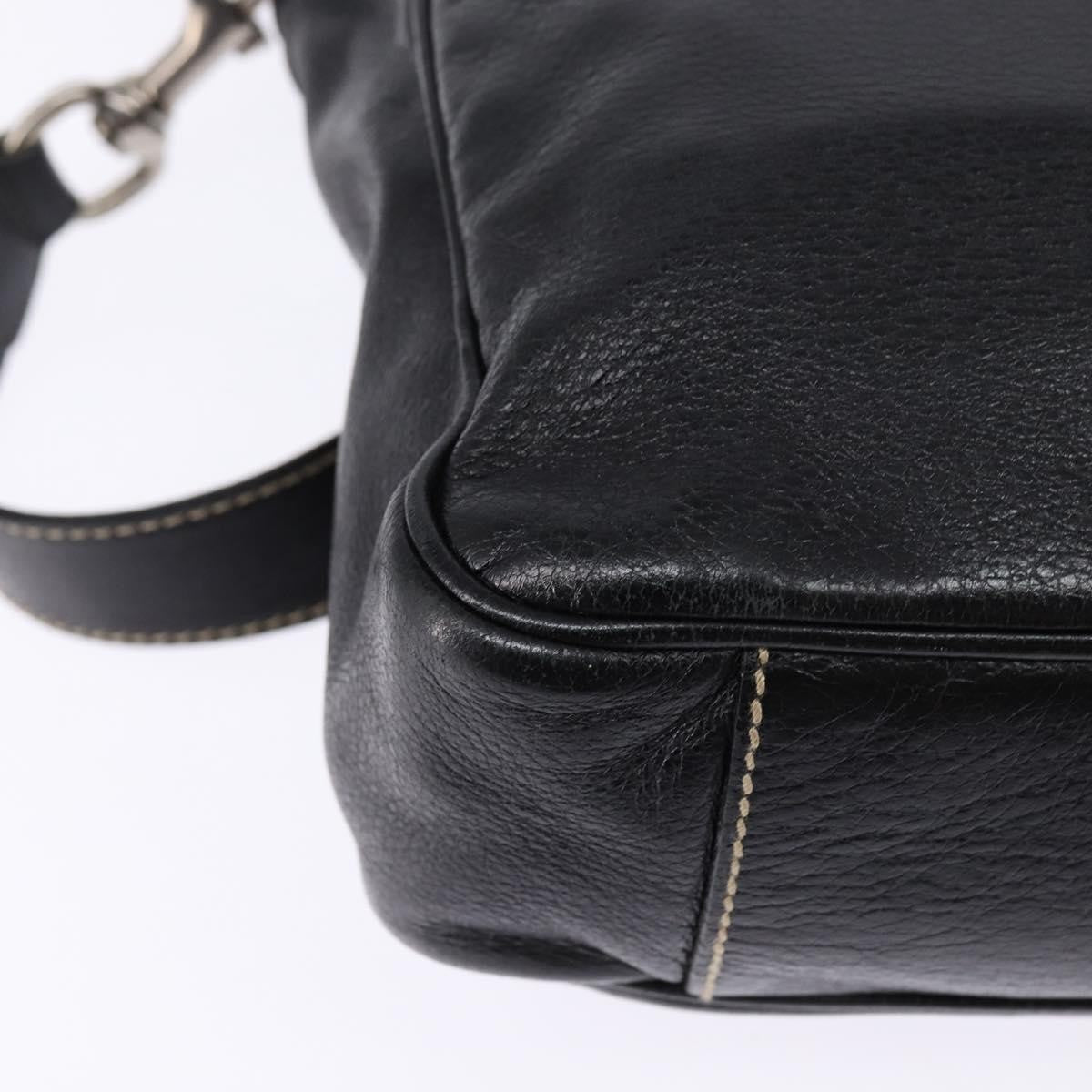 Gucci Front Zip Messenger Leather Black Leather Shoulder Bag Bag (Pre-Owned)
