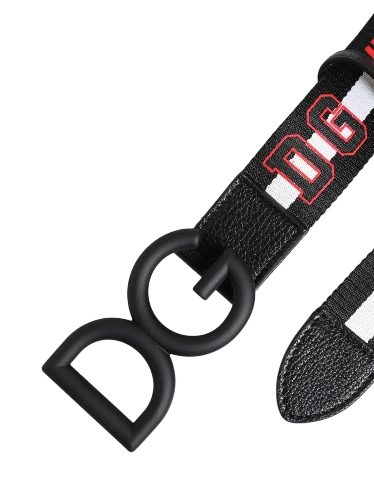 Dolce & Gabbana Black Polyester Logo Print DG Buckle Men's Belt
