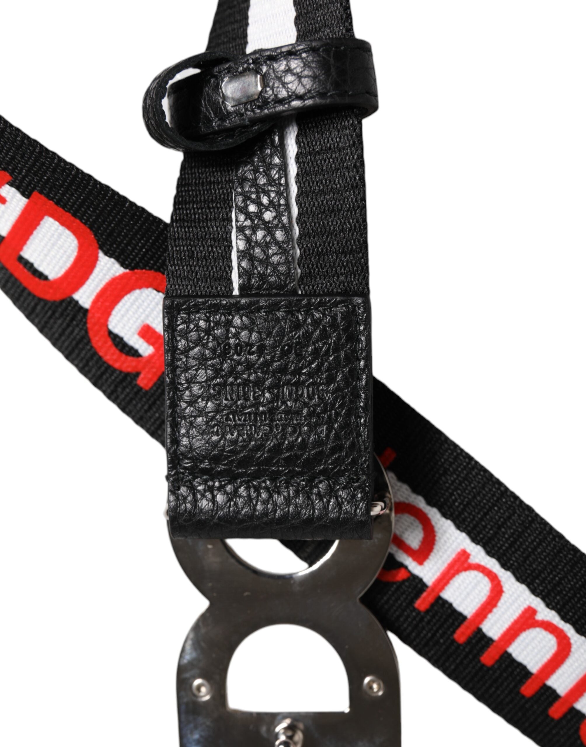 Dolce & Gabbana Black Cotton Logo Print DG Buckle Men's Belt