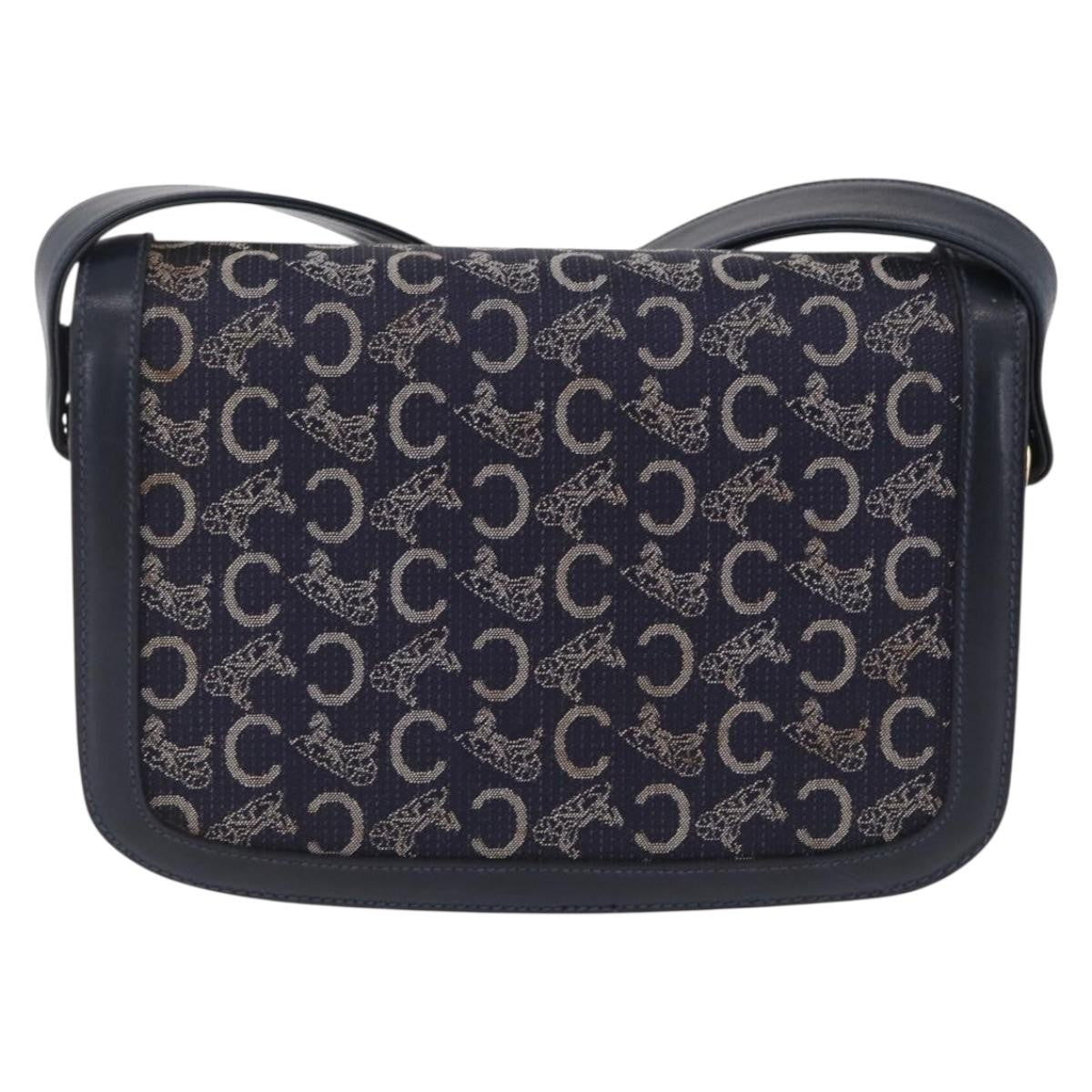 Celine C Sulky Horse Carriage Canvas Navy Canvas Handbag (Pre-Owned)
