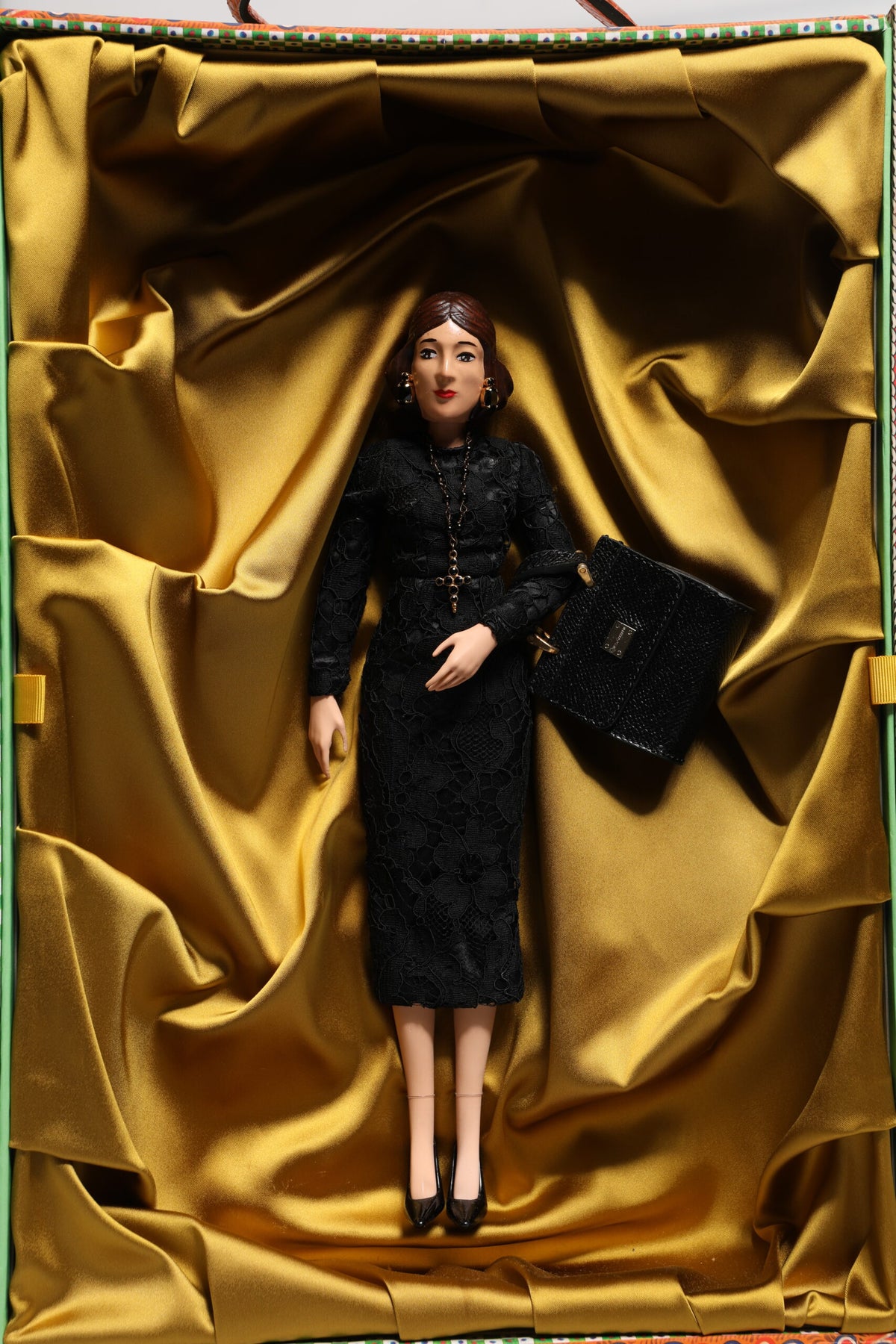 Dolce & Gabbana Black Dress Ceramic Porcelain Fashion Leather Sicily Women's Dolls