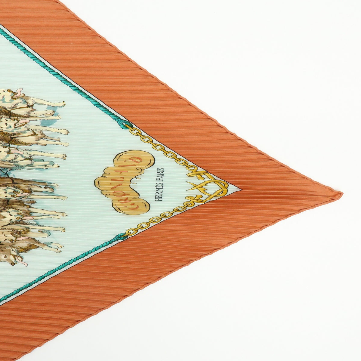 Hermes Gronland Pleated Silk Brown Silk Scarve & Shawl Accessory (Pre-Owned)