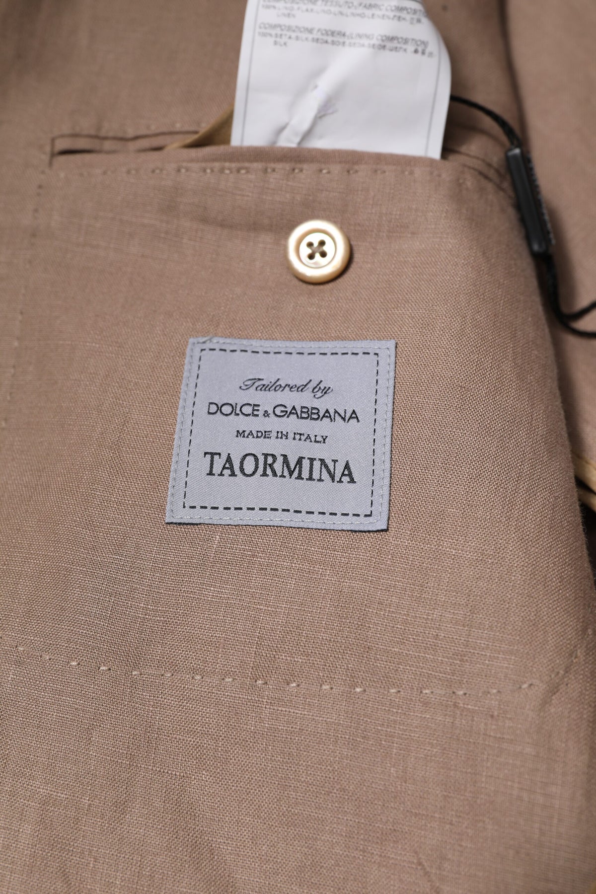 Dolce & Gabbana Beige TAORMINA Single Breasted Coat Men's Blazer
