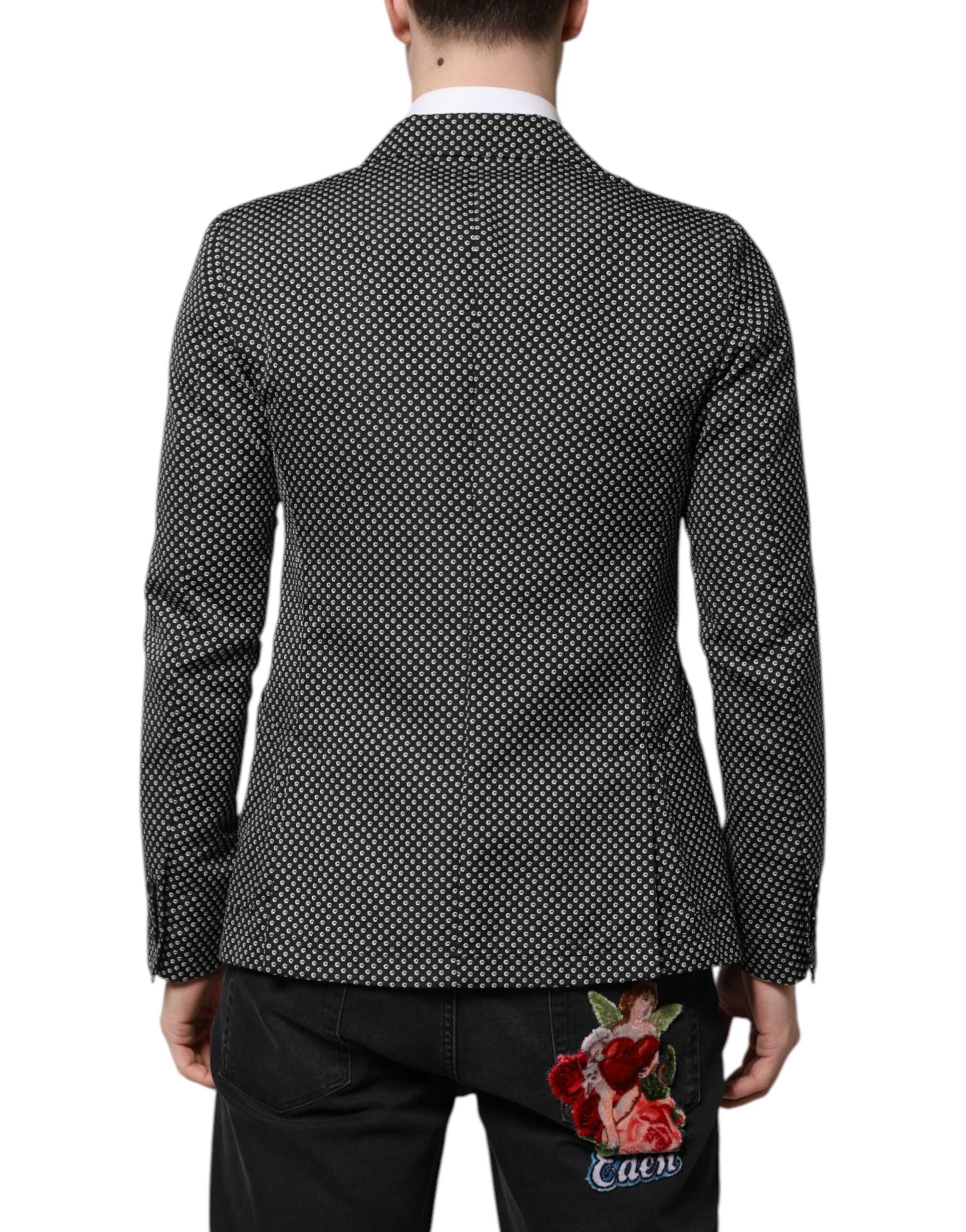 Dolce & Gabbana Black White Patterned Men Suit Coat Men's Blazer