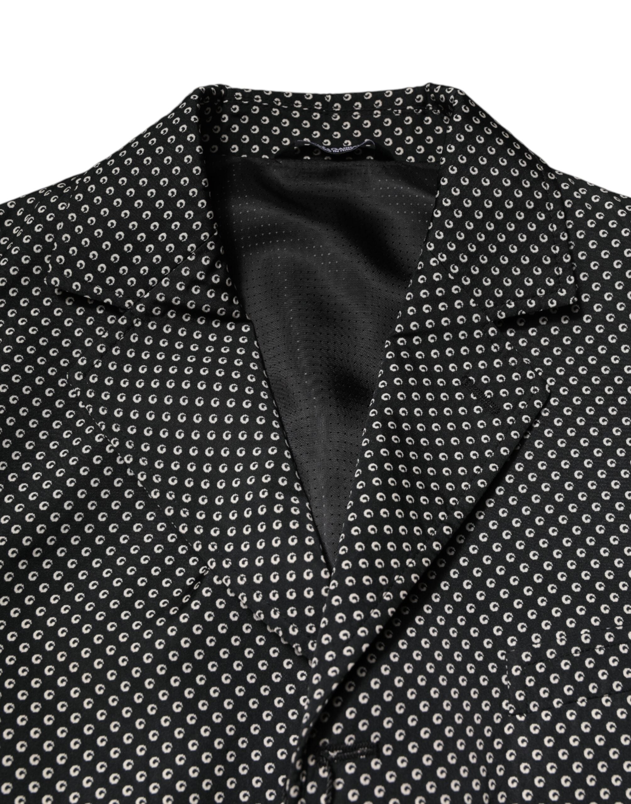 Dolce & Gabbana Black White Patterned Men Suit Coat Men's Blazer