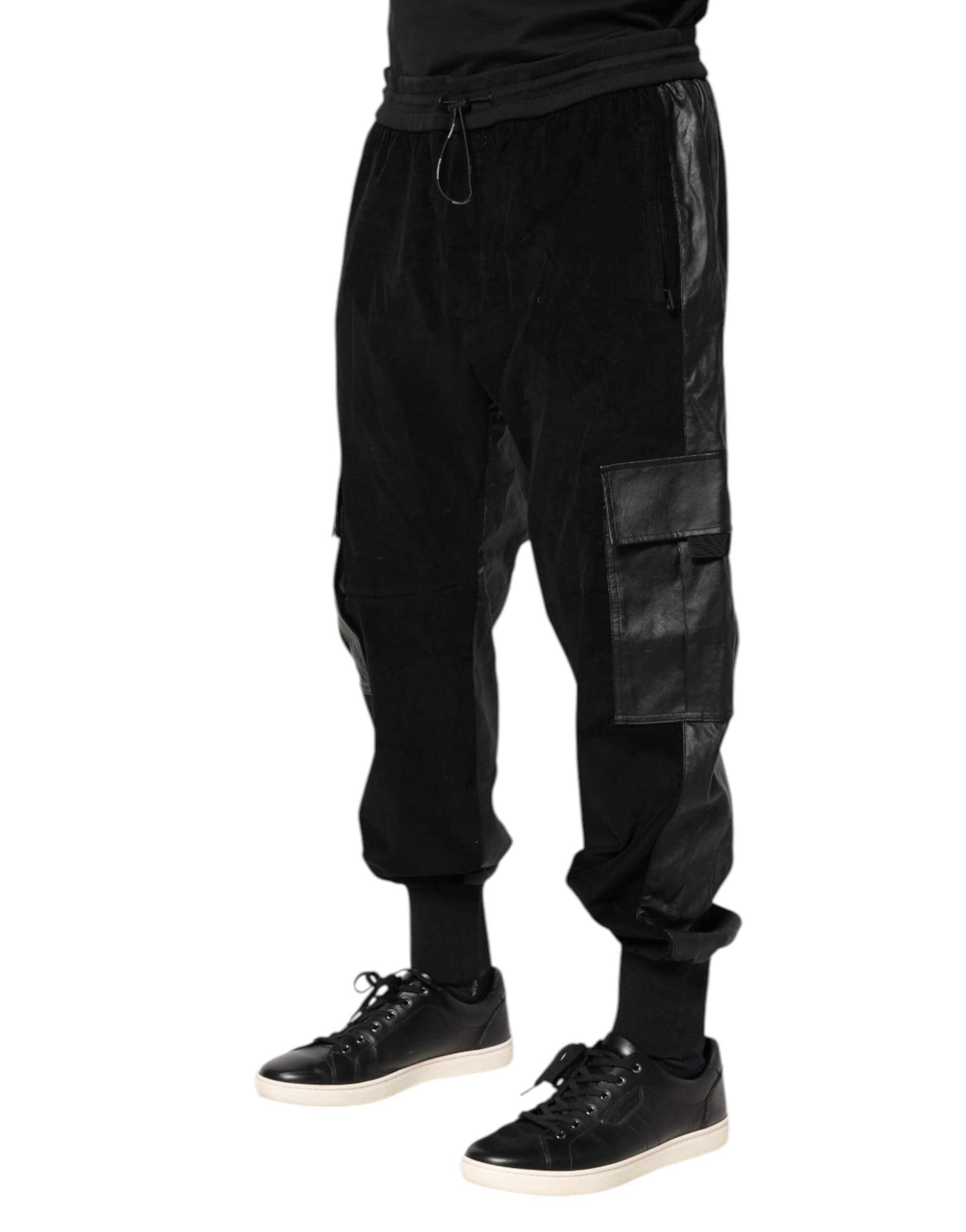 Dolce & Gabbana Black Cotton Cargo Jogger SweatMen's Men's Pants (Pre-Owned)