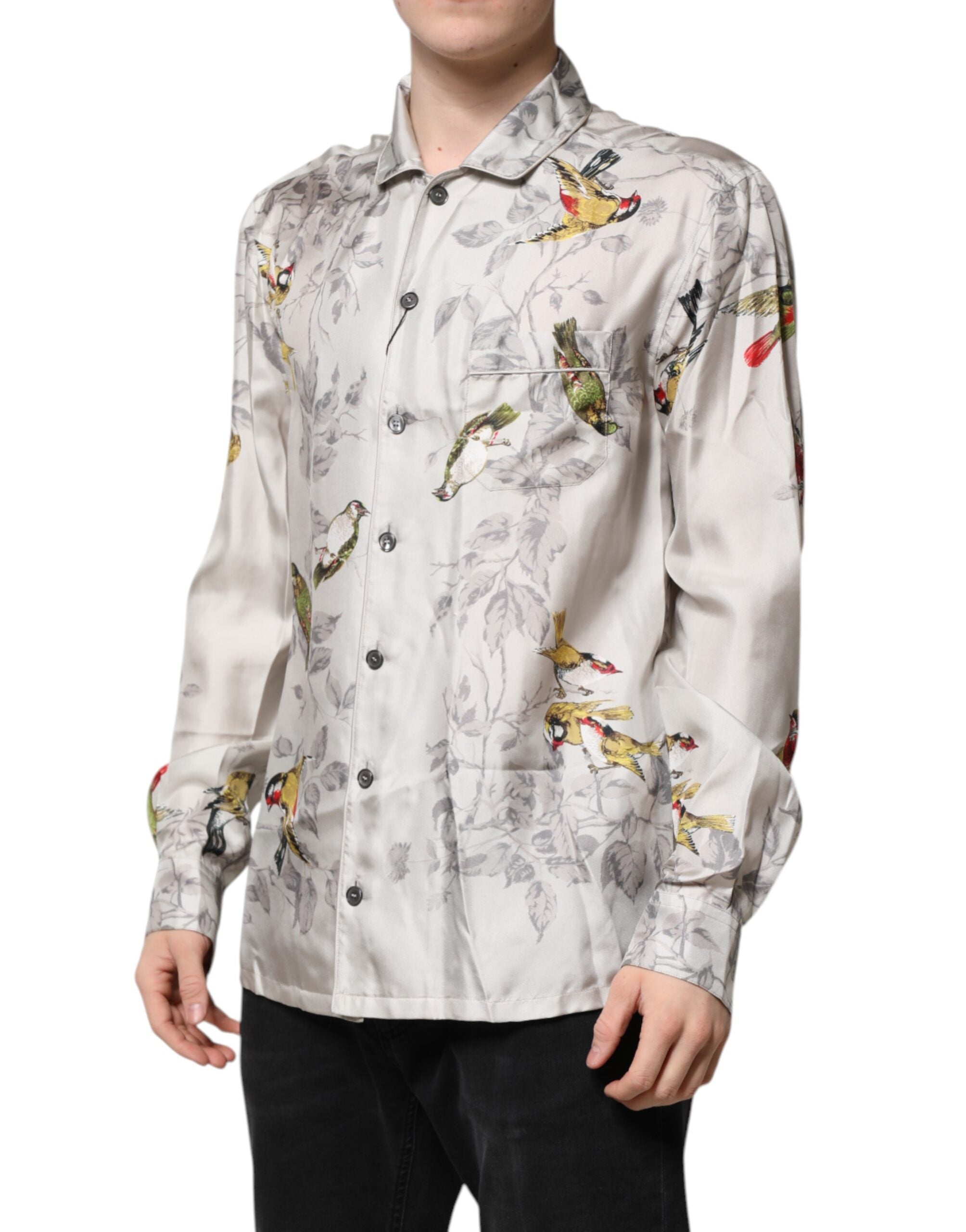 Dolce & Gabbana Multicolor Silk Printed Button Down Men's Shirt
