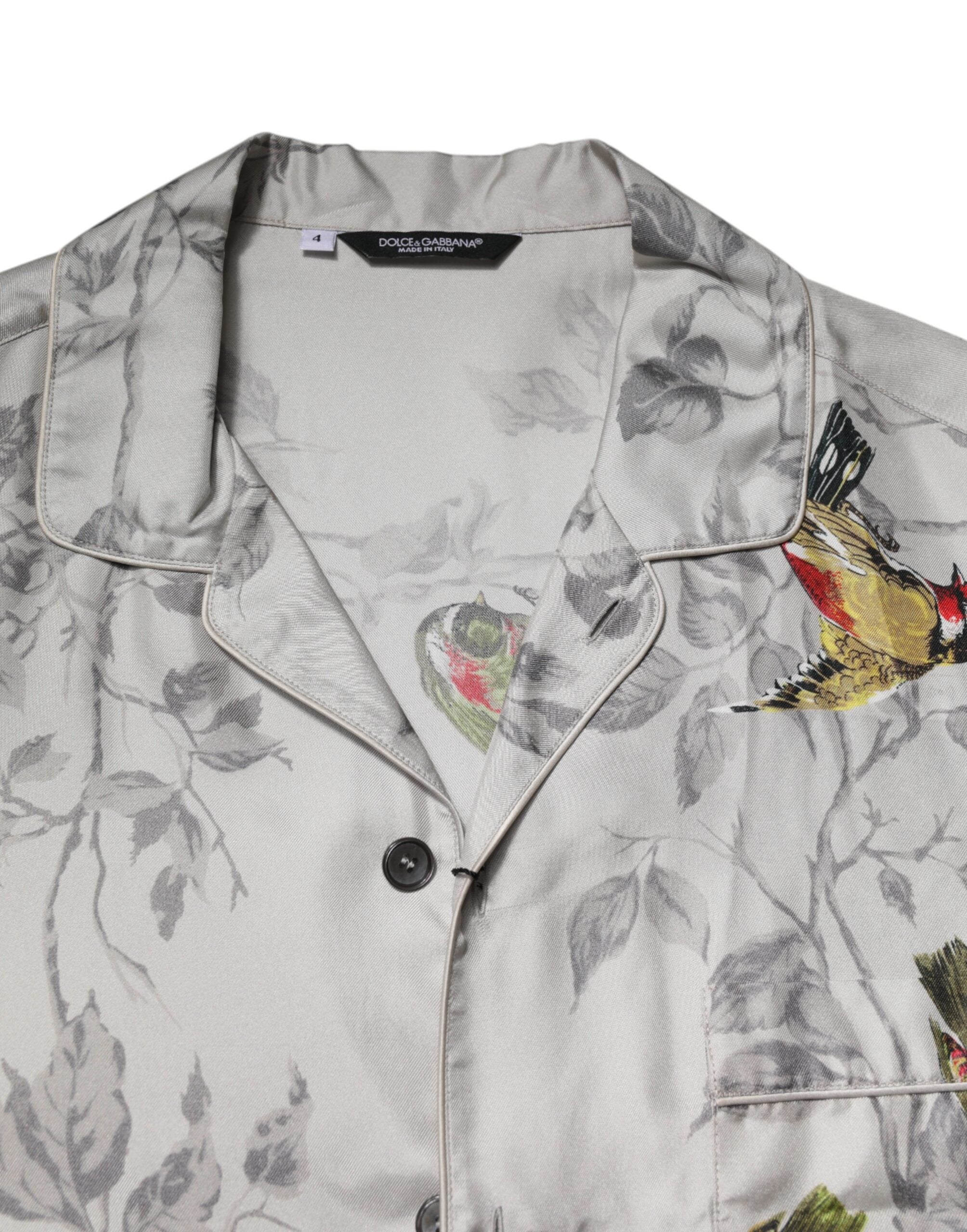 Dolce & Gabbana Multicolor Silk Printed Button Down Men's Shirt