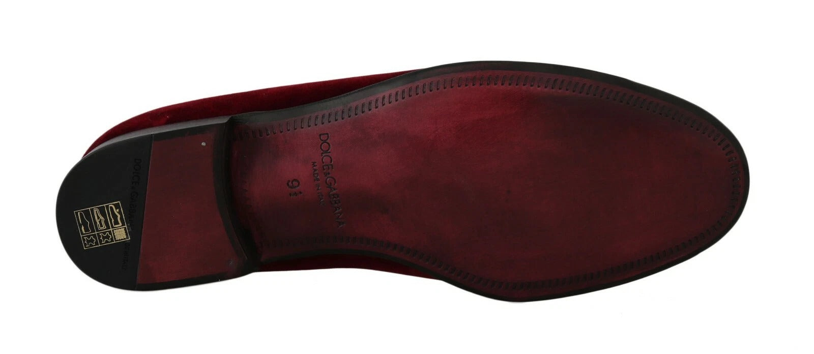Dolce & Gabbana Bordeaux Velvet Loafers Gun Horseshoe Men's Shoes