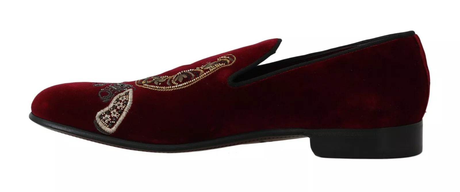 Dolce & Gabbana Bordeaux Velvet Loafers Gun Horseshoe Men's Shoes