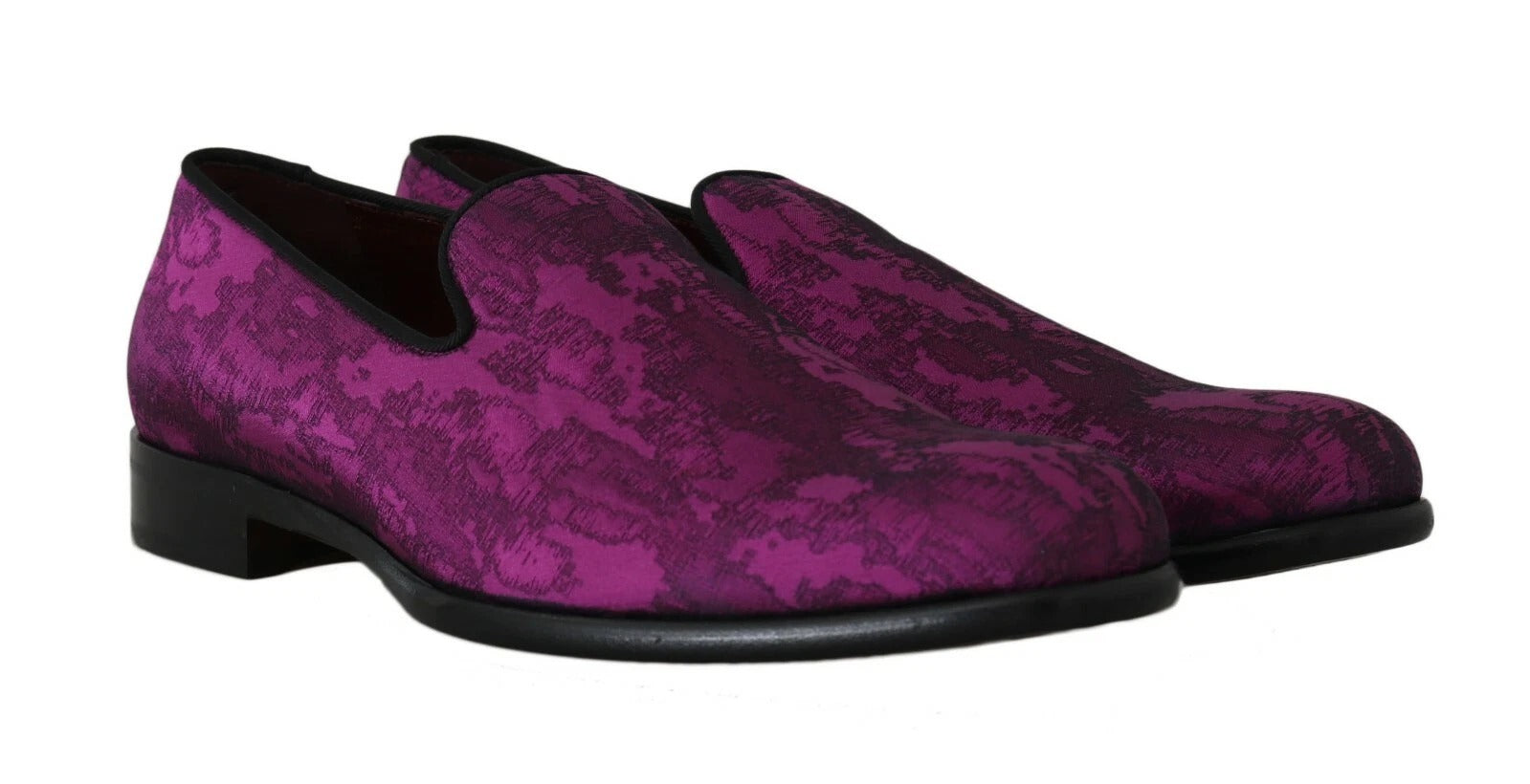Dolce & Gabbana Purple Jacquard Loafers Dress Formal Men's Shoes