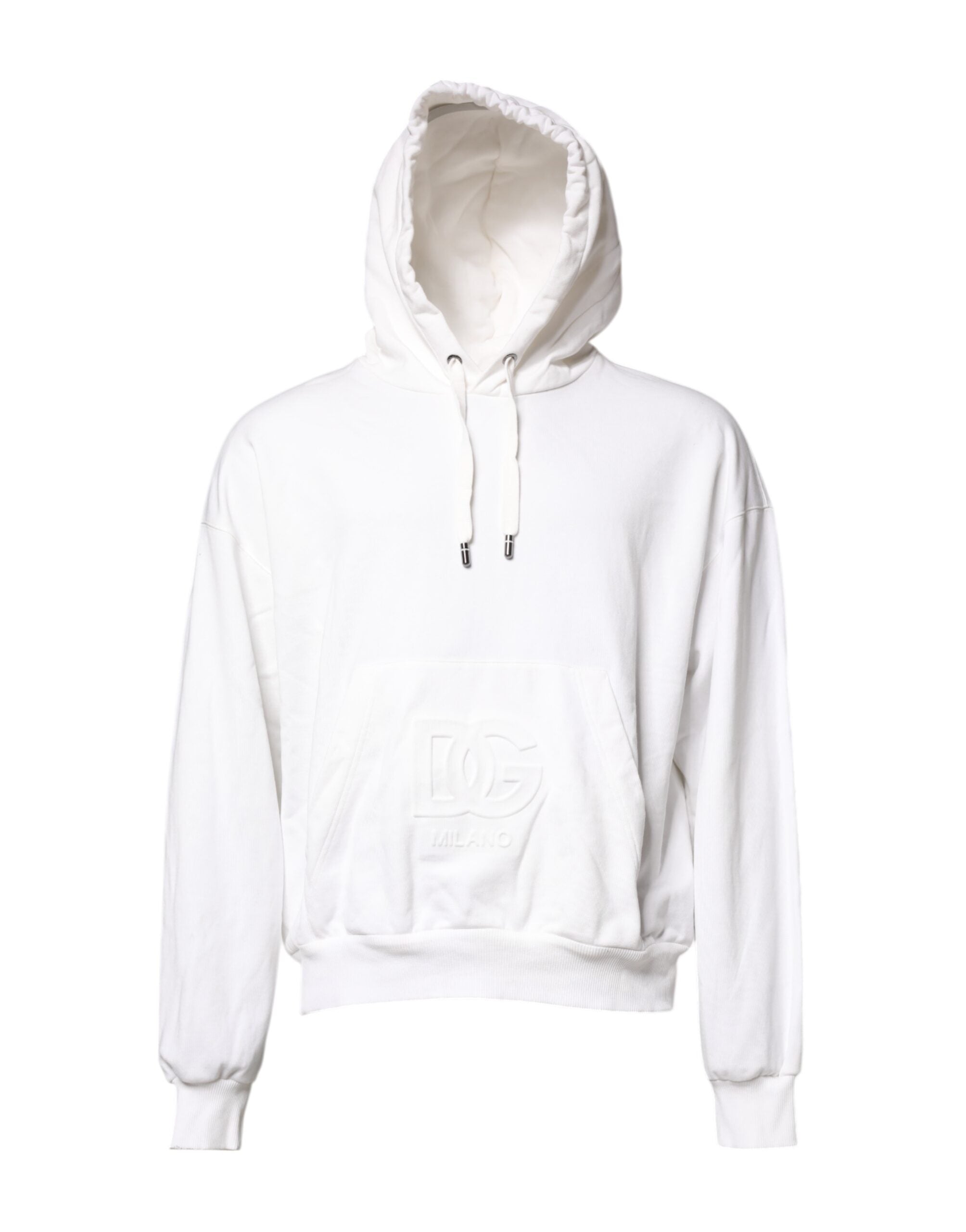 Dolce & Gabbana White Embossed Logo Hooded Sweatshirt Men's Sweater (Pre-Owned)