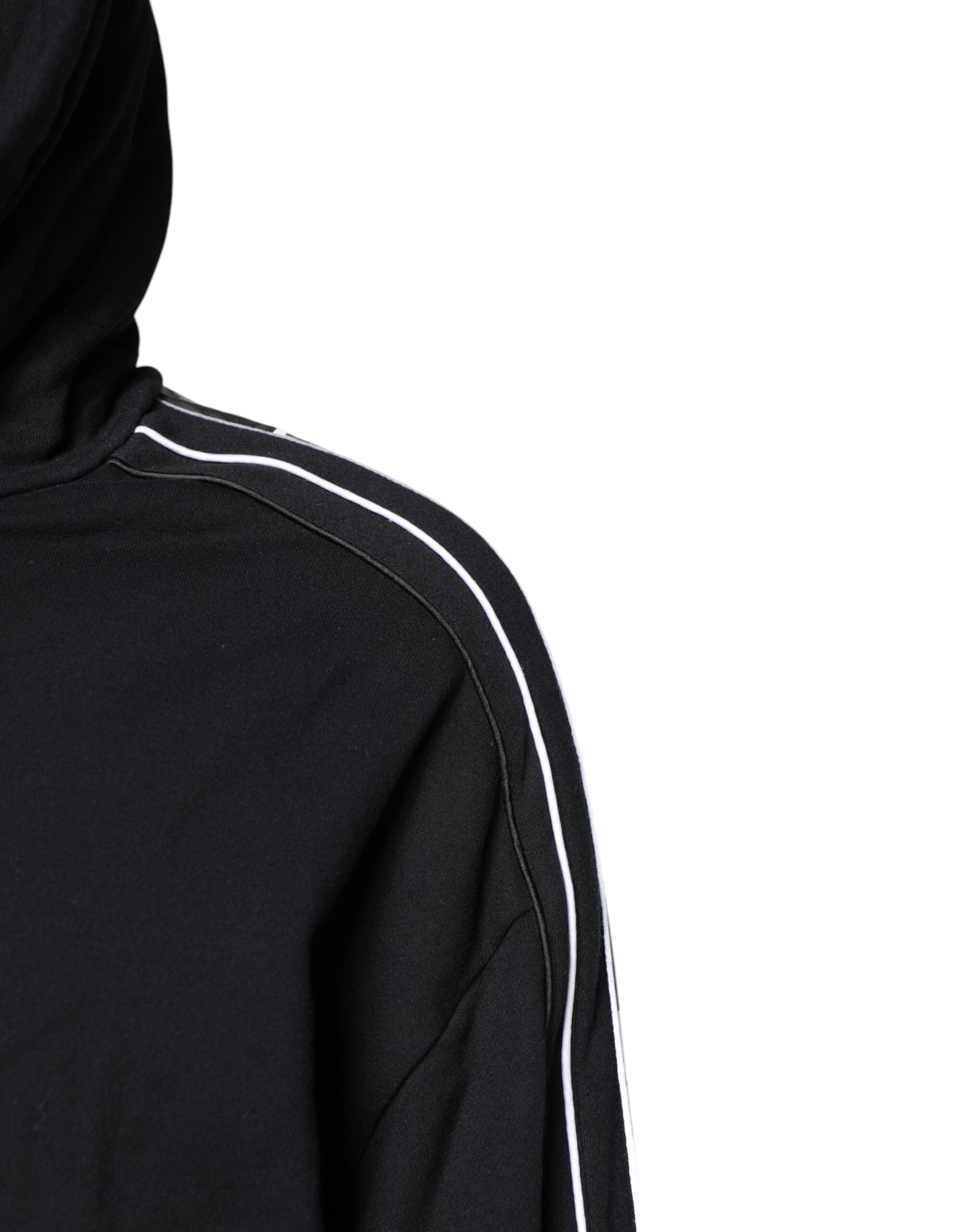 Dolce & Gabbana Black Cotton Logo Hooded Sweatshirt Men's Sweater