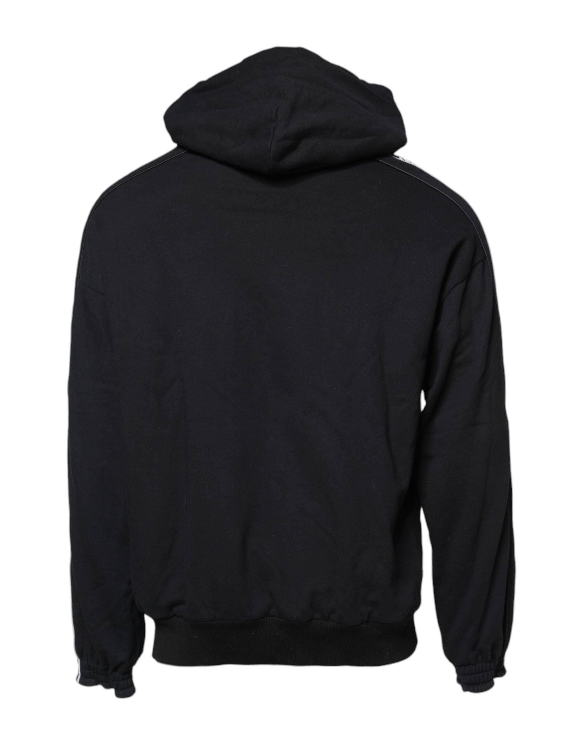 Dolce & Gabbana Black Cotton Logo Hooded Sweatshirt Men's Sweater