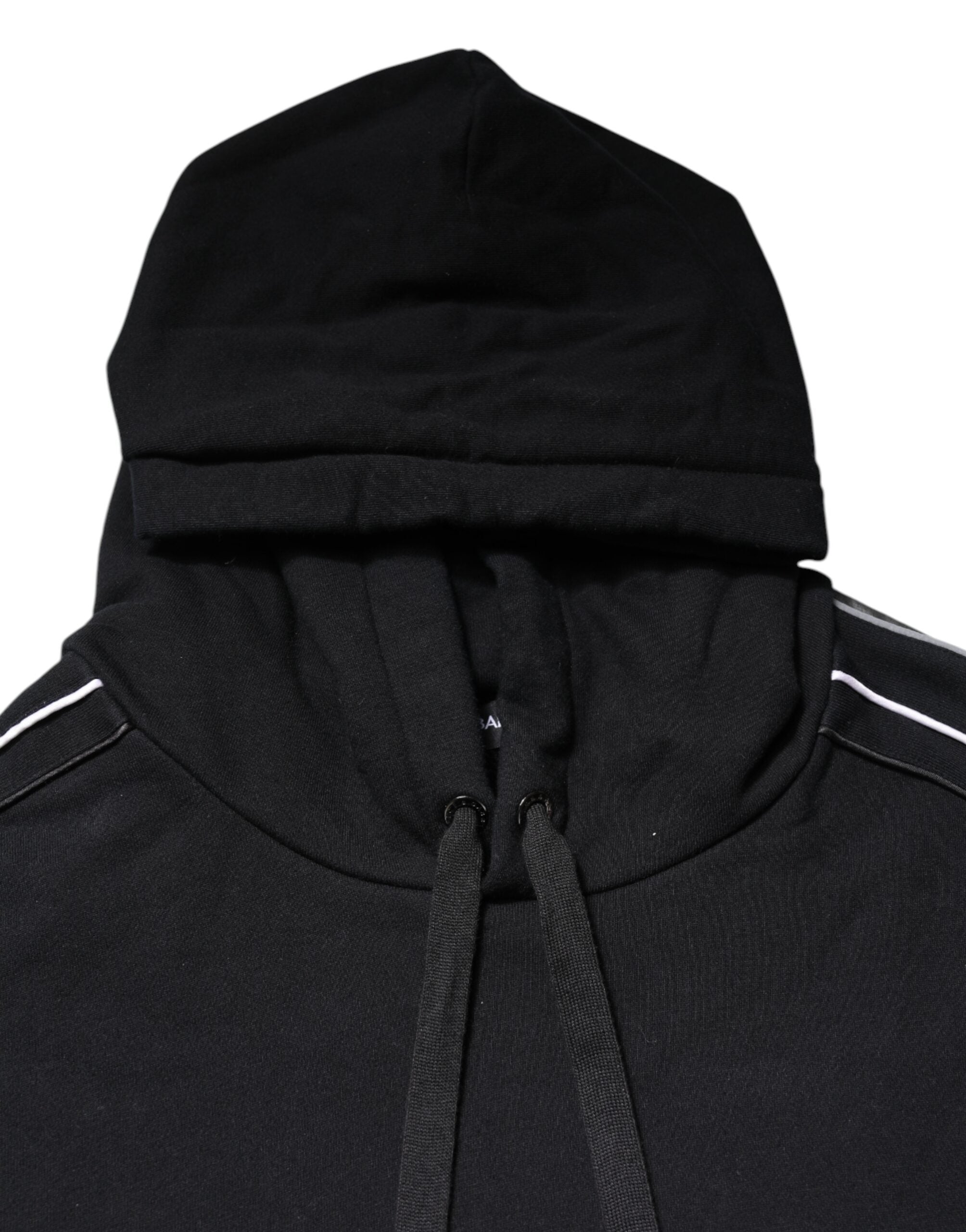 Dolce & Gabbana Black Cotton Logo Hooded Sweatshirt Men's Sweater