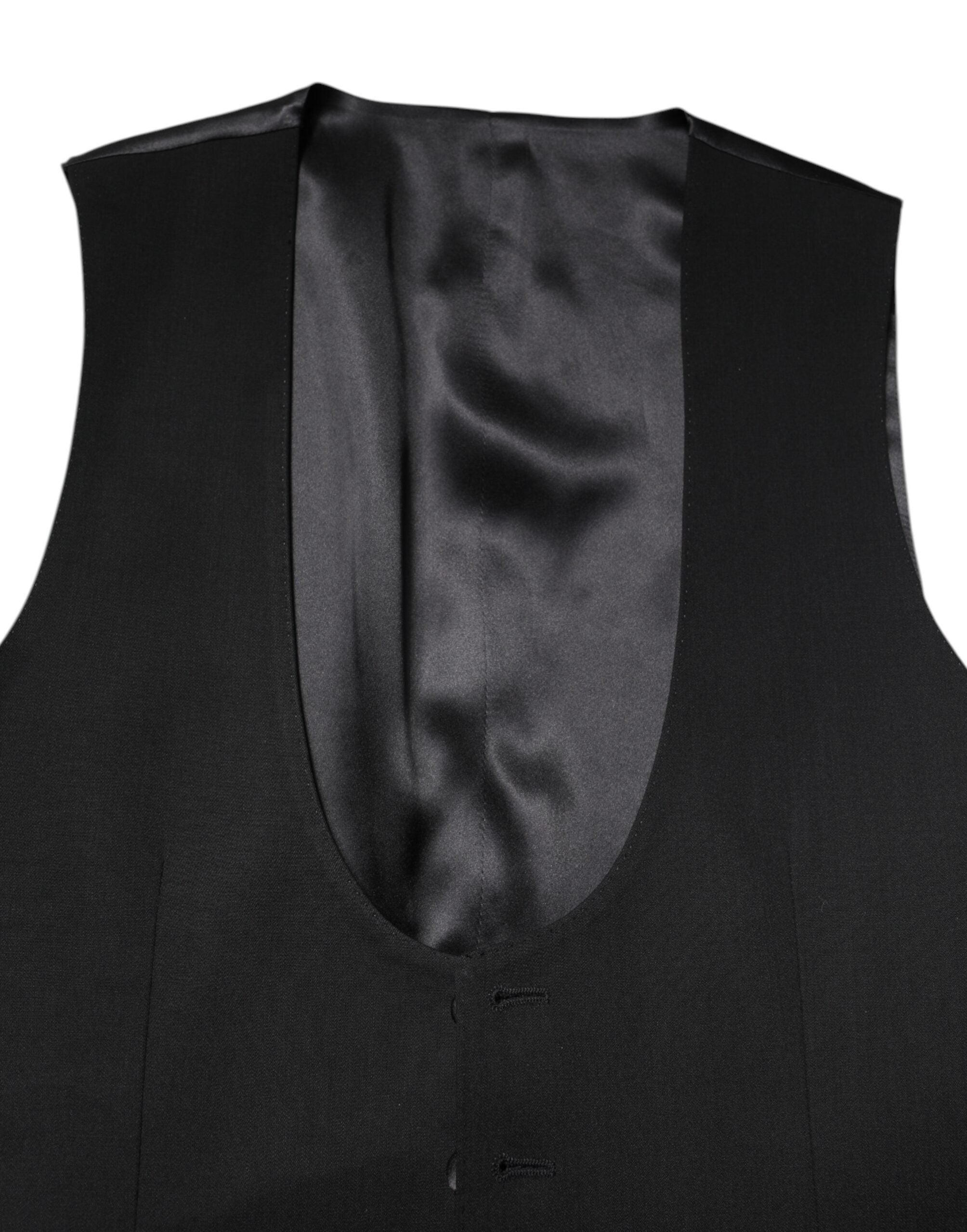Dolce & Gabbana Black Wool Waistcoat Dress Formal Men's Vest