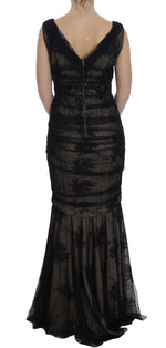 Dolce & Gabbana Elegant Black Floral Bodycon Maxi Women's Dress