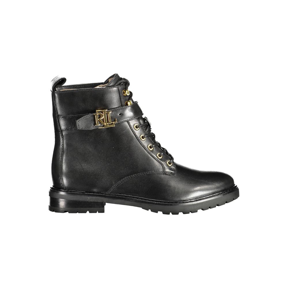 Ralph Lauren Black Leather Women Women's Boot