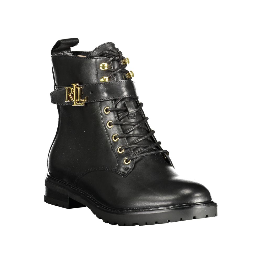 Ralph Lauren Black Leather Women Women's Boot