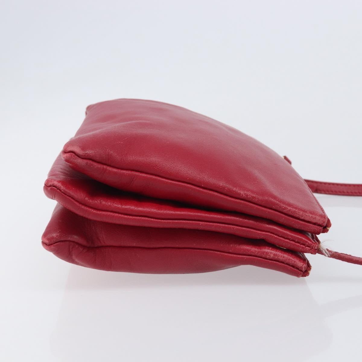 Celine Trio Leather Red Leather Crossbody Bag Bag (Pre-Owned)
