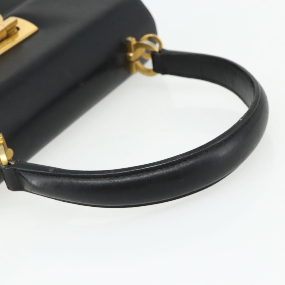 Salvatore Ferragamo Gancini Leather Black Leather Handbag (Pre-Owned)