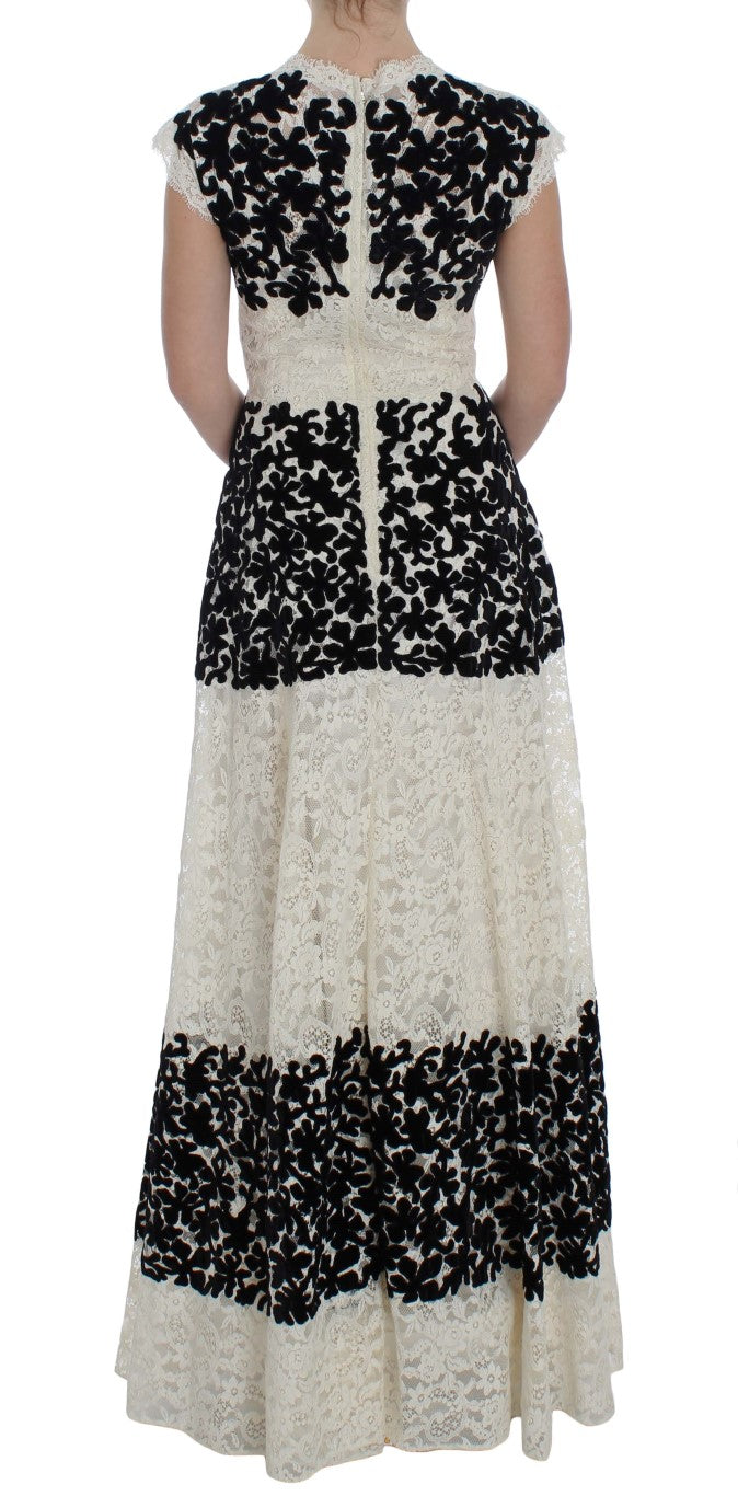Dolce & Gabbana Elegant Floral Lace Cap Sleeve Maxi Women's Dress