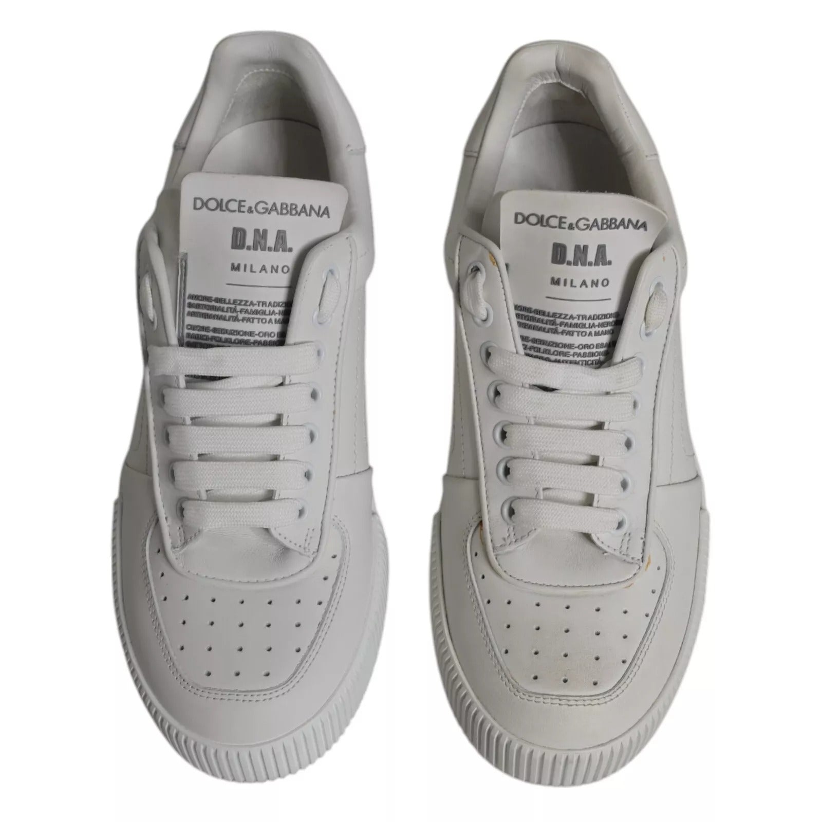 Dolce & Gabbana White Miami Leather Low Top Sneakers Men's Shoes (Pre-Owned)