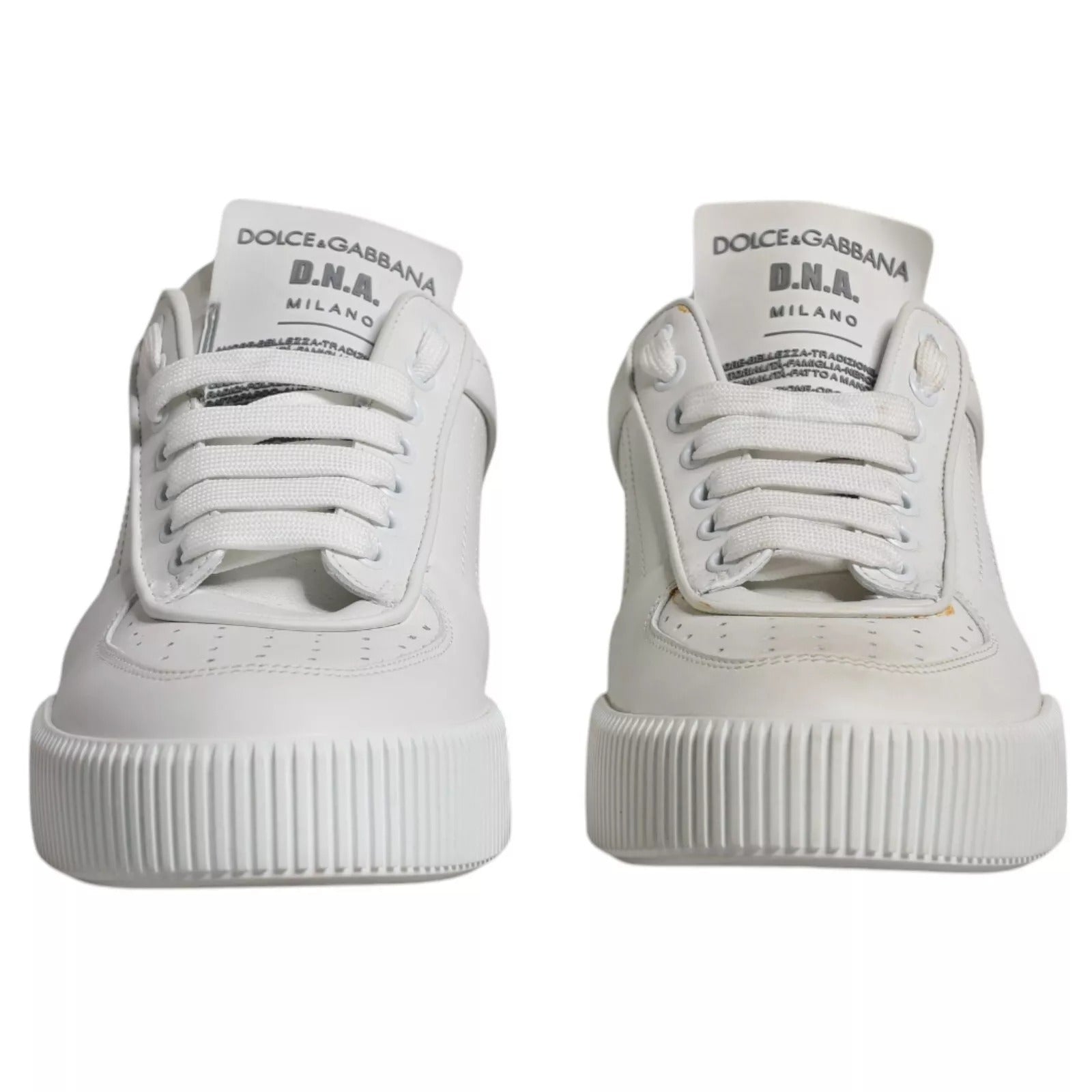 Dolce & Gabbana White Miami Leather Low Top Sneakers Men's Shoes (Pre-Owned)