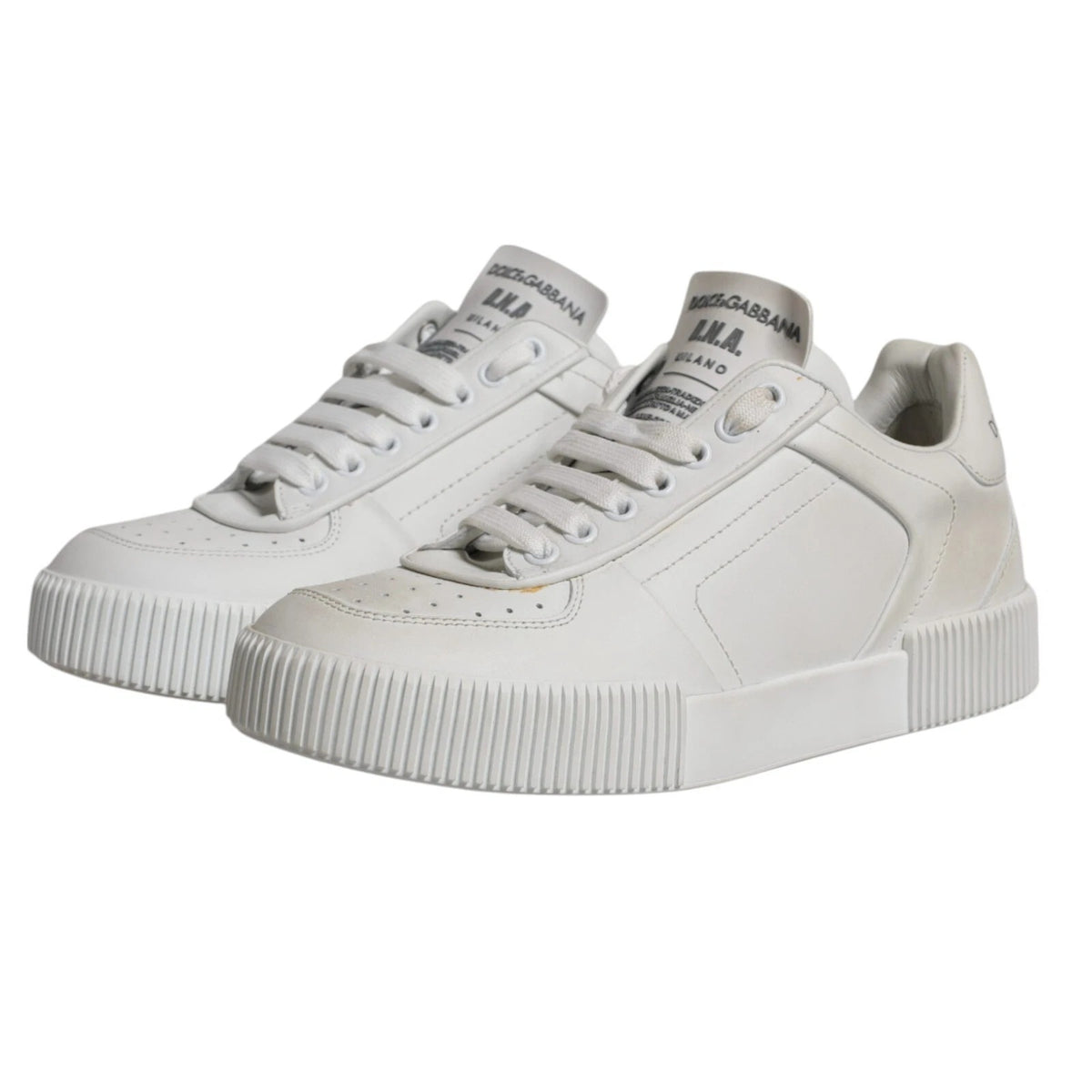 Dolce & Gabbana White Miami Leather Low Top Sneakers Men's Shoes (Pre-Owned)