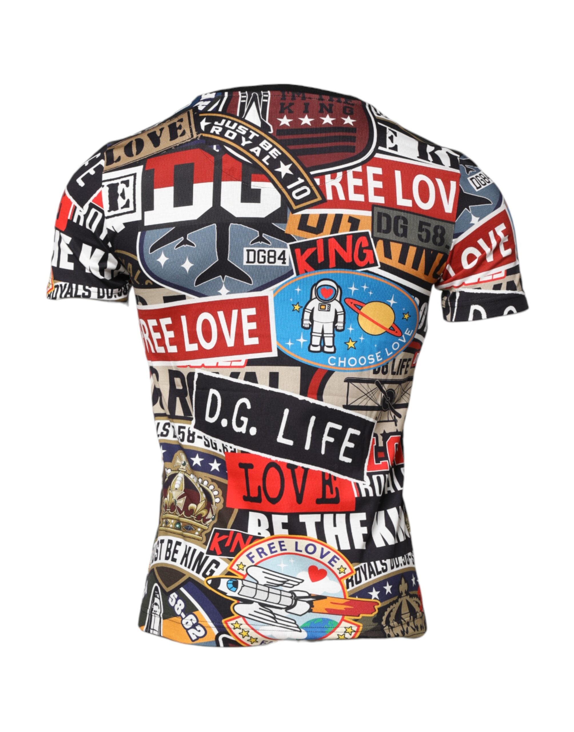 Dolce & Gabbana Multicolor Patchwork Cotton Crew Neck Men's T-shirt