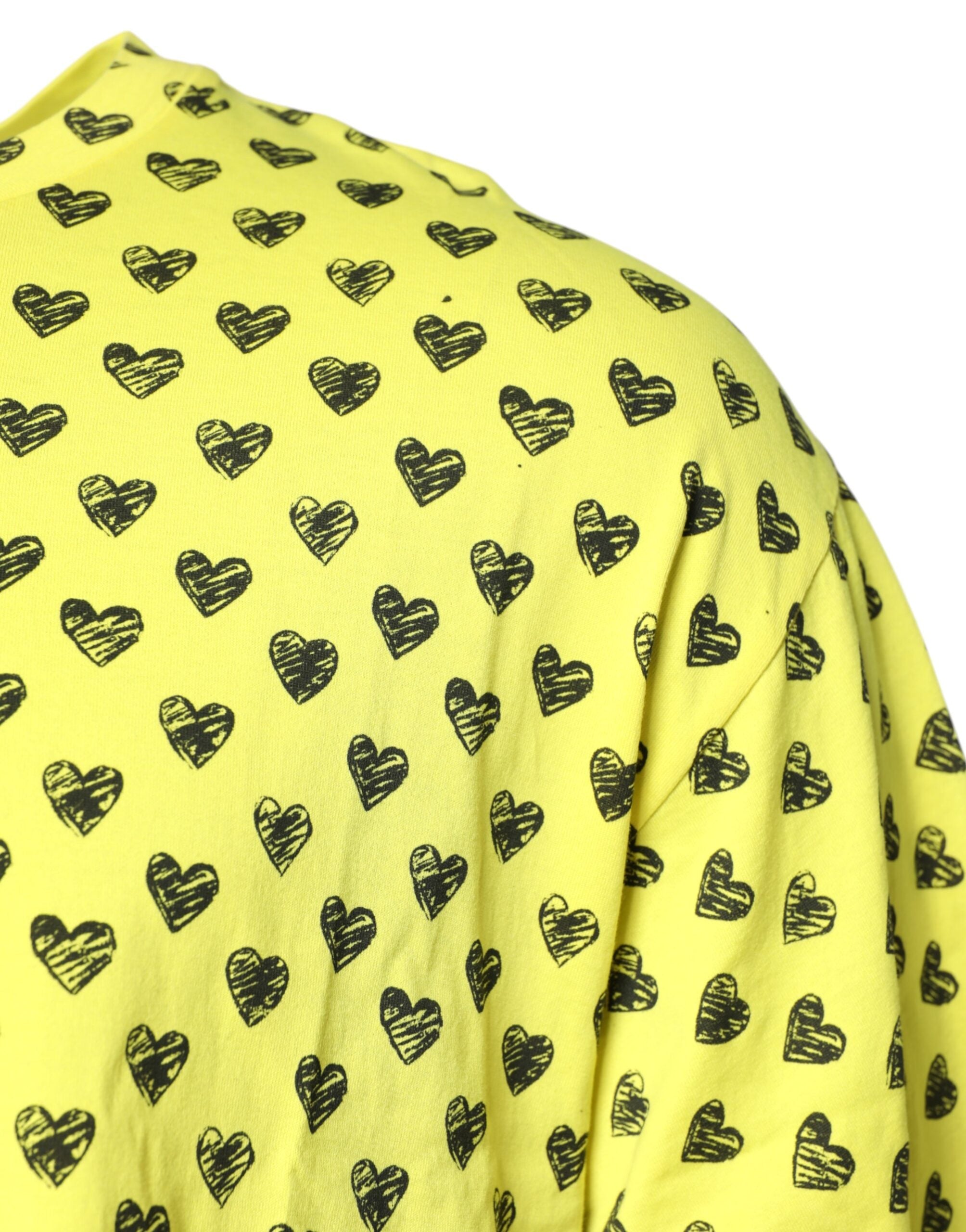 Dolce & Gabbana Yellow Cotton DG Heart Print Crew Neck Men's T-shirt (Pre-Owned)