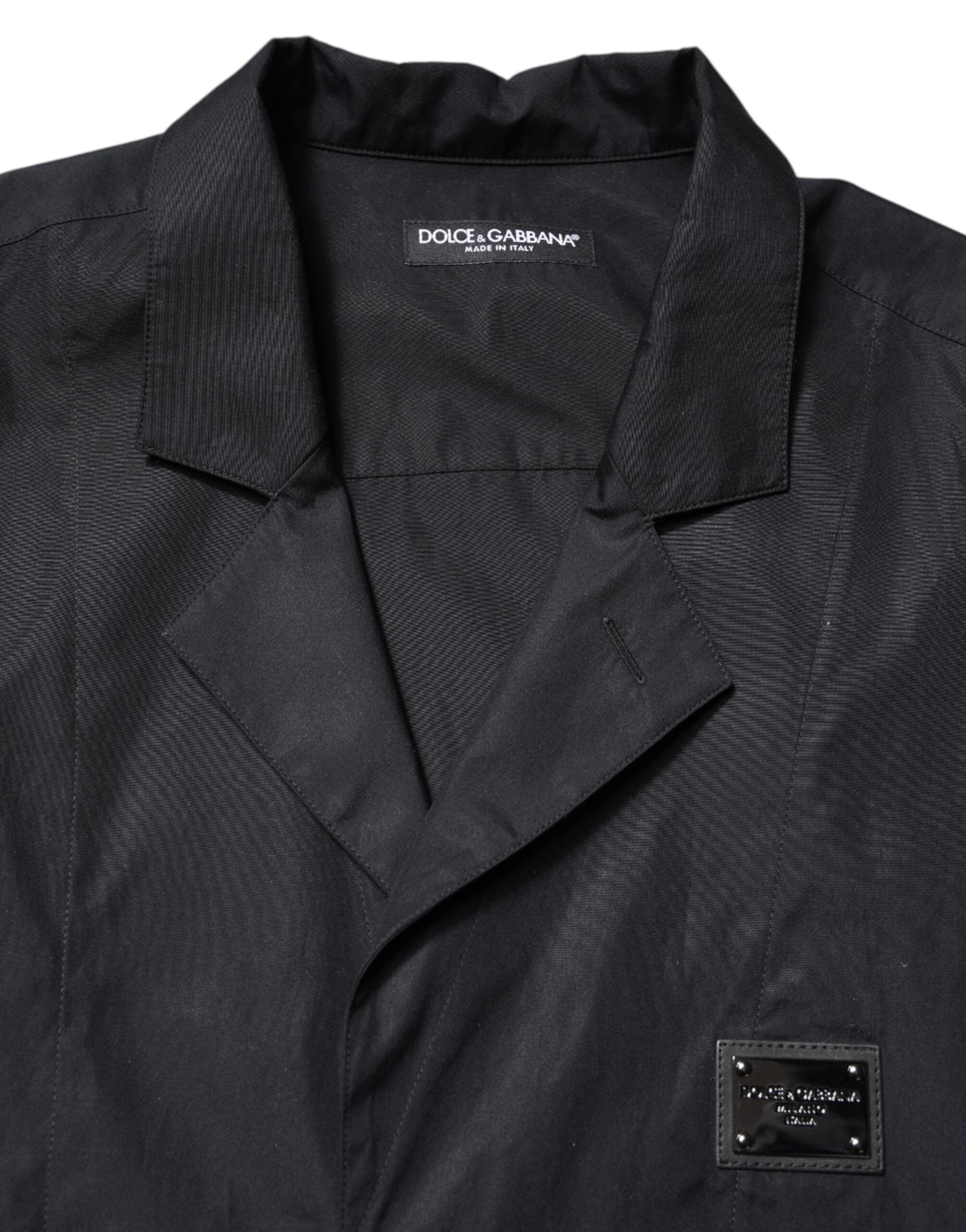 Dolce & Gabbana Black Short Sleeves Button Down Casual Men's Shirt (Pre-Owned)