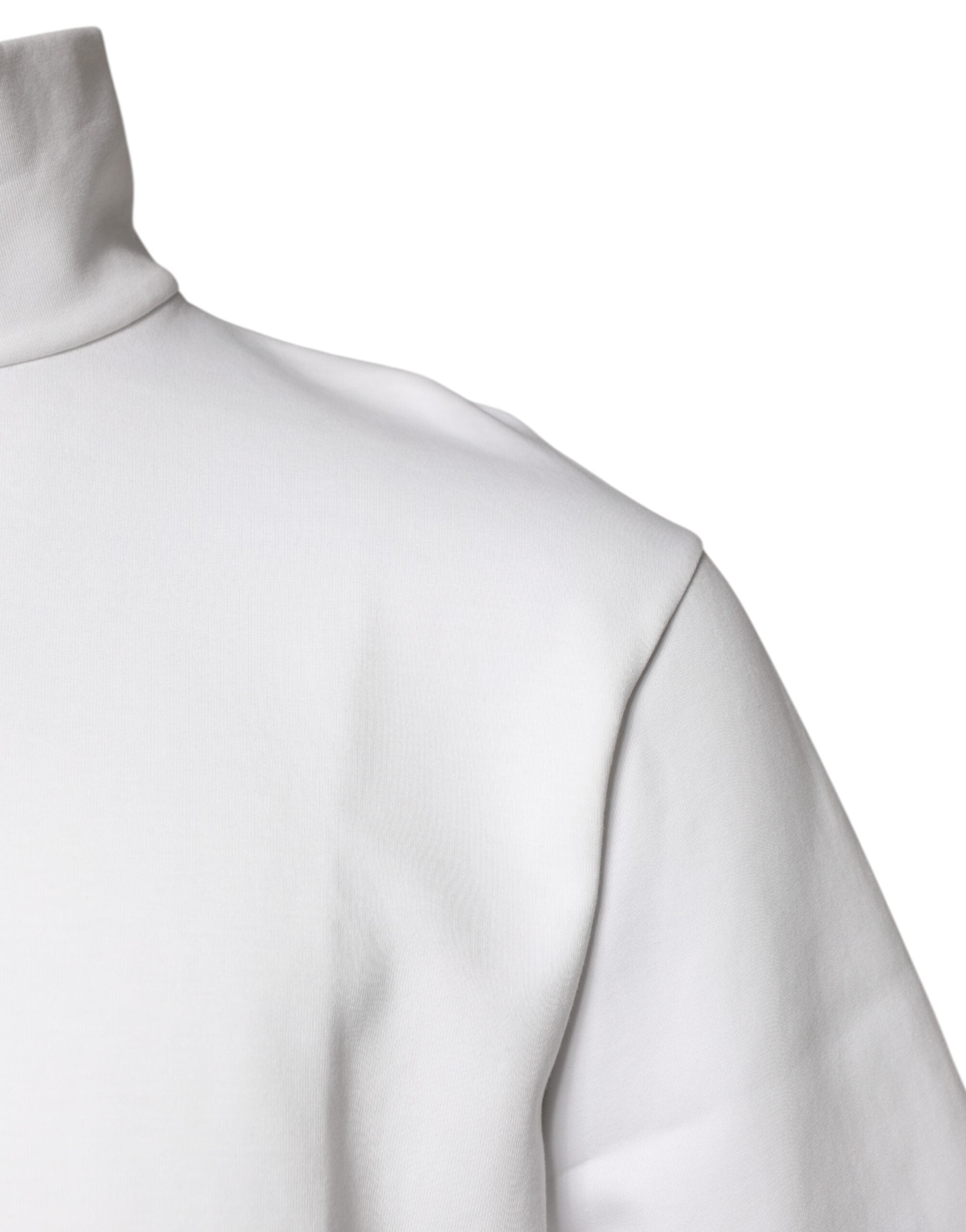Dolce & Gabbana White Cotton Turtleneck DG Applique Men's T-shirt (Pre-Owned)
