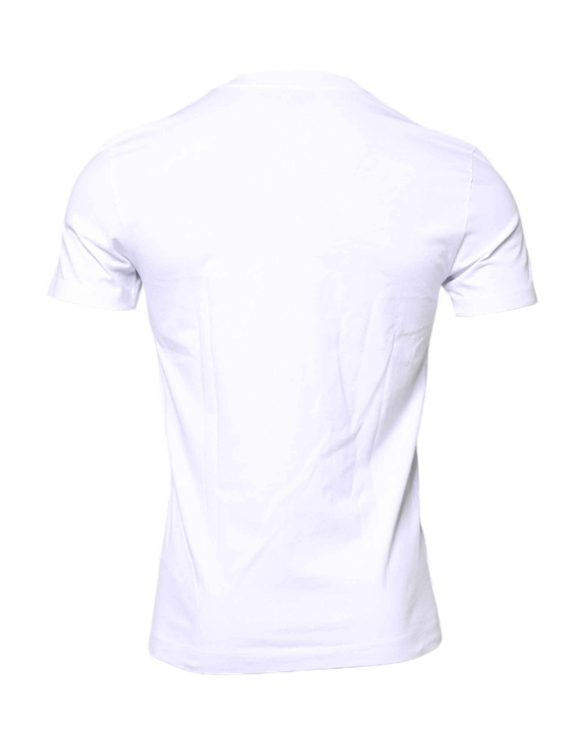Dolce & Gabbana White Cotton Logo Patch Crew Neck Men's T-shirt (Pre-Owned)