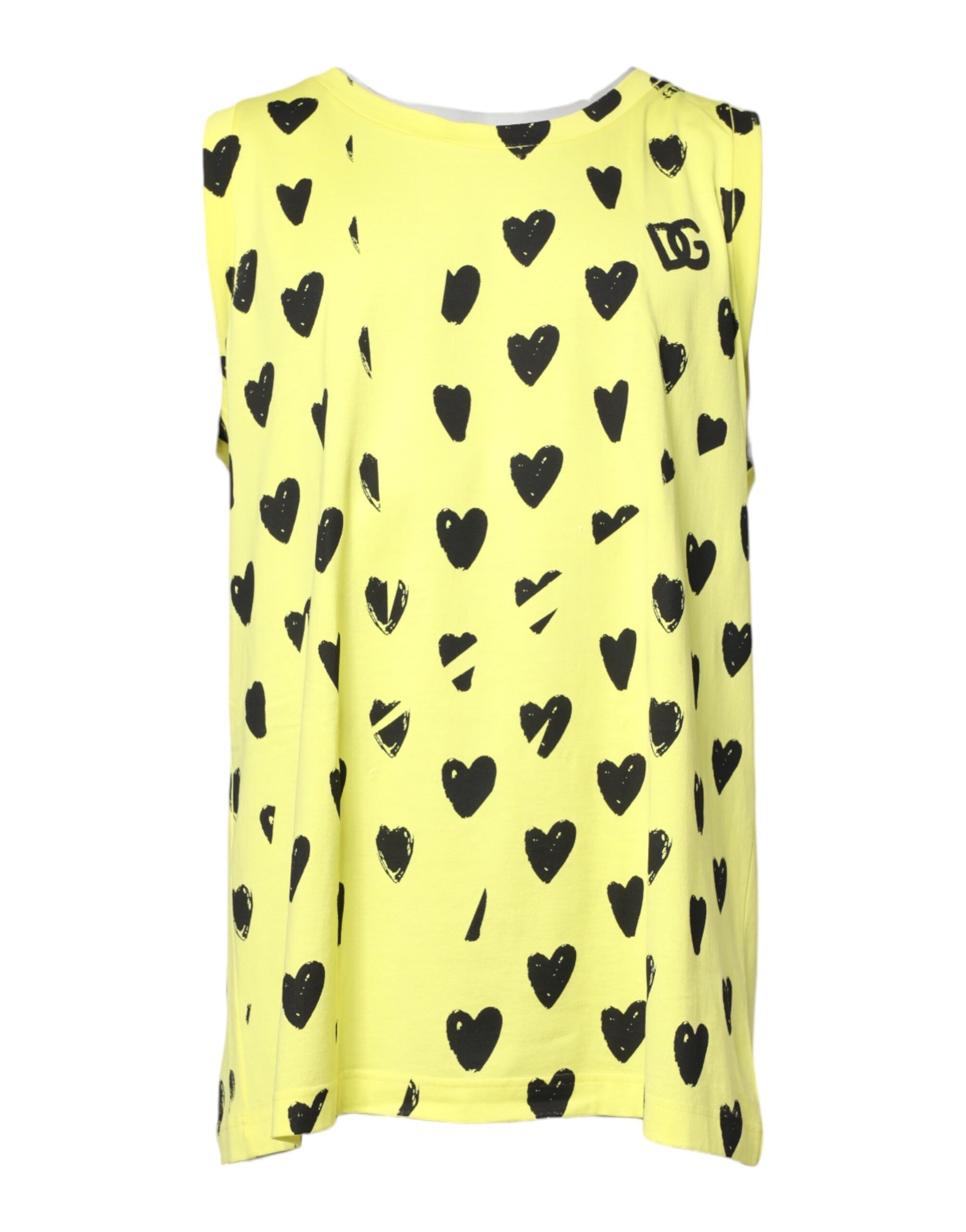 Dolce & Gabbana Yellow Cotton Sleeveless DG Heart Men's T-shirt (Pre-Owned)