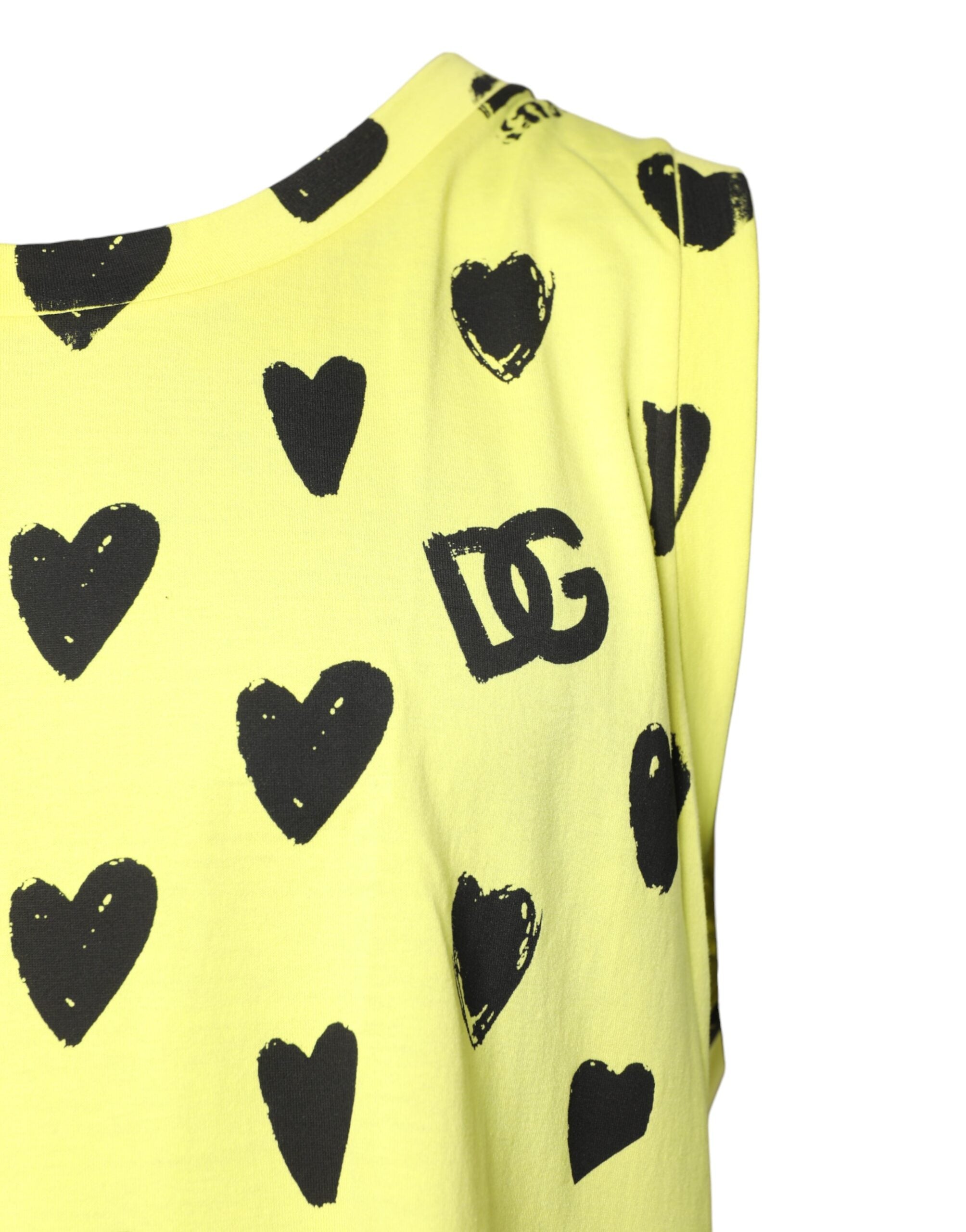 Dolce & Gabbana Yellow Cotton Sleeveless DG Heart Men's T-shirt (Pre-Owned)