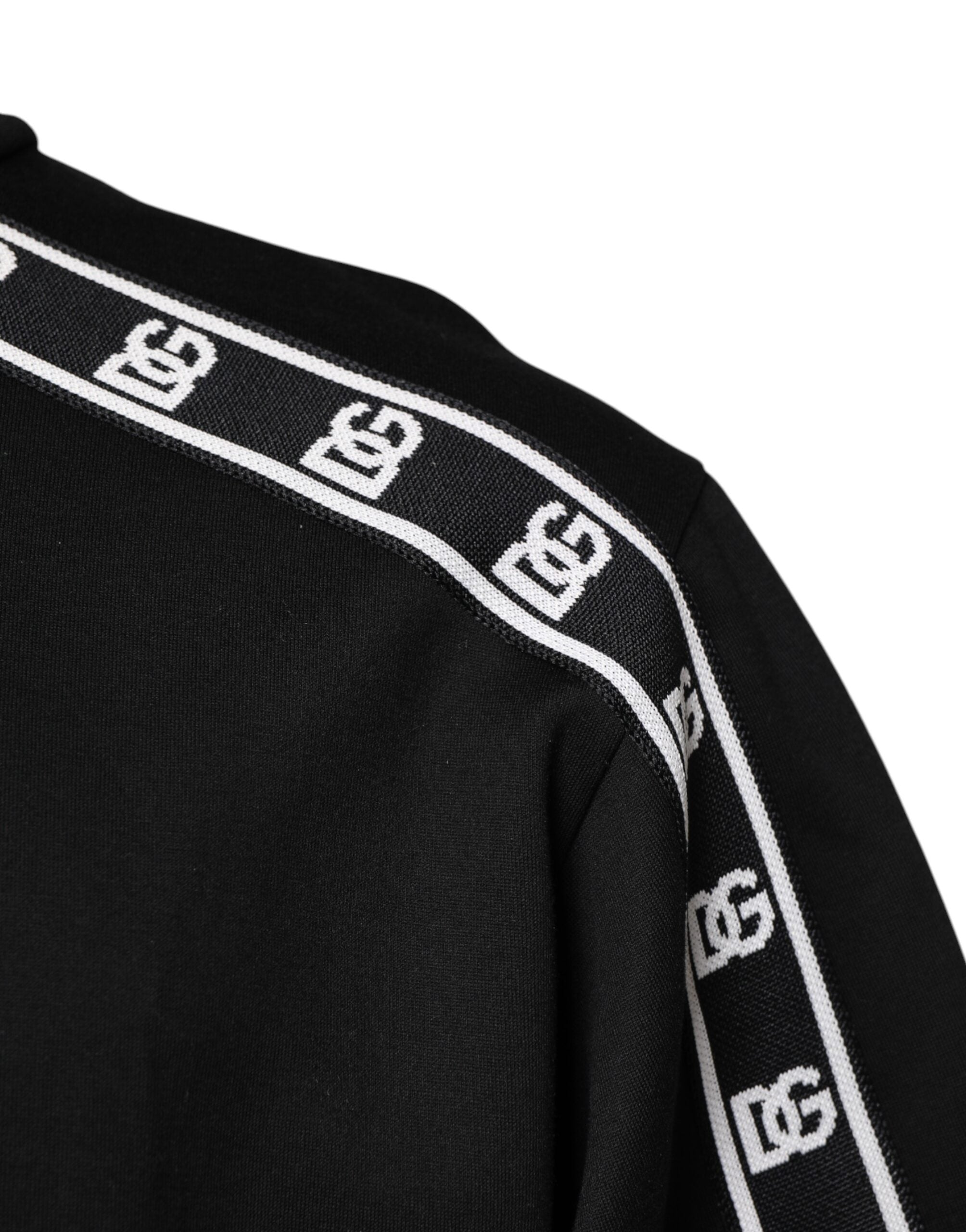 Dolce & Gabbana Black Cotton DG Print Turtleneck Men's T-shirt