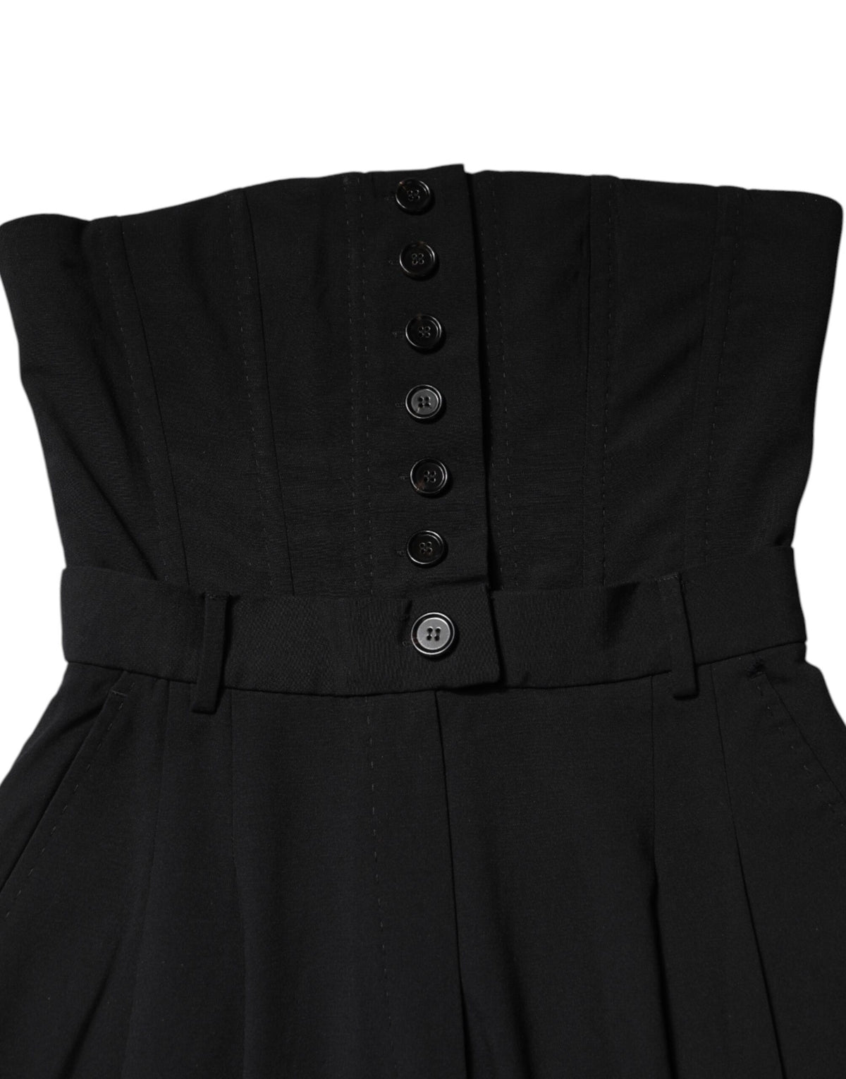 Dolce & Gabbana Black Wool Strapless Romper Jumpsuit Women's Dress
