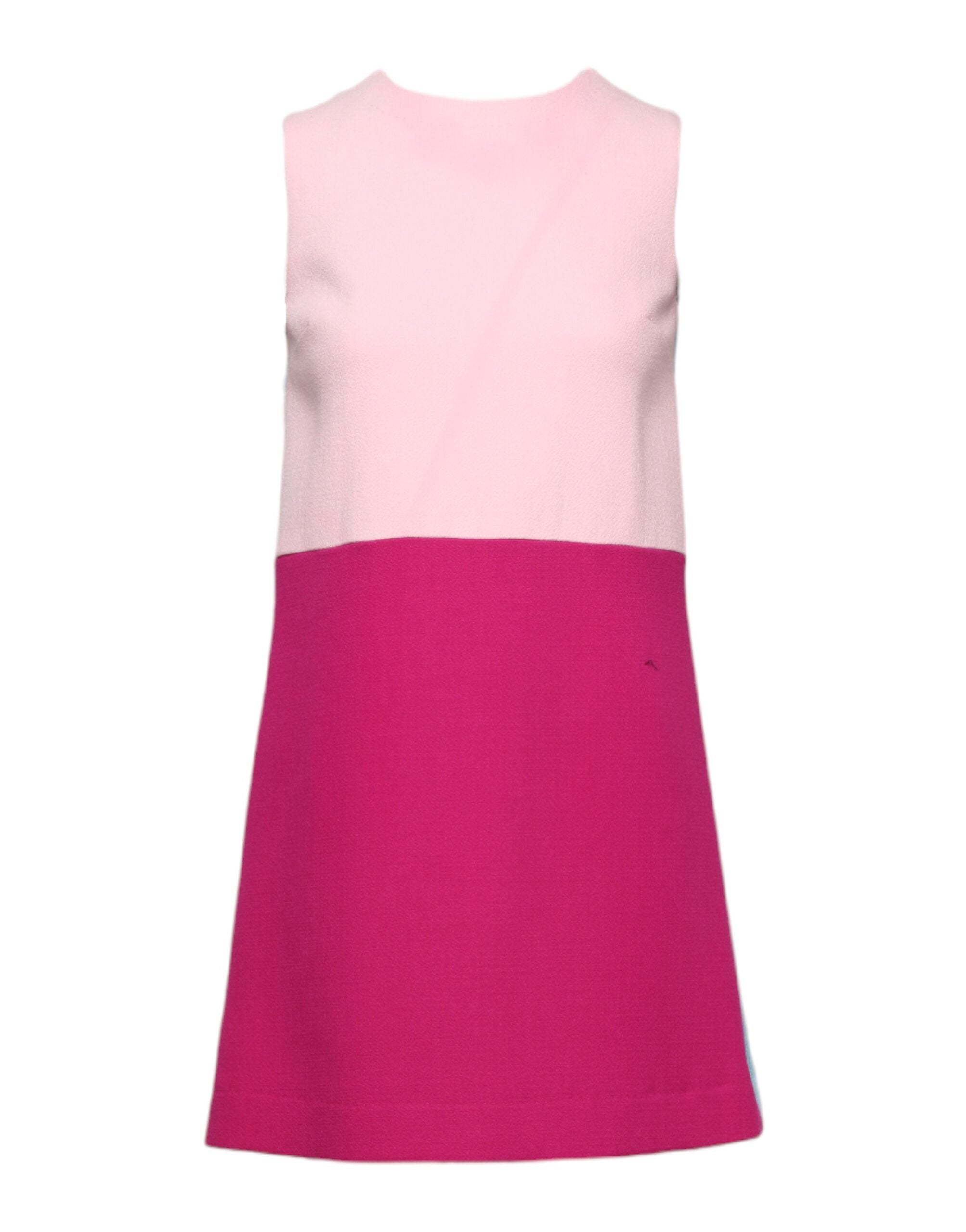 Dolce & Gabbana Pink Blue Wool Sleeveless Shift Mini Women's Dress (Pre-Owned)