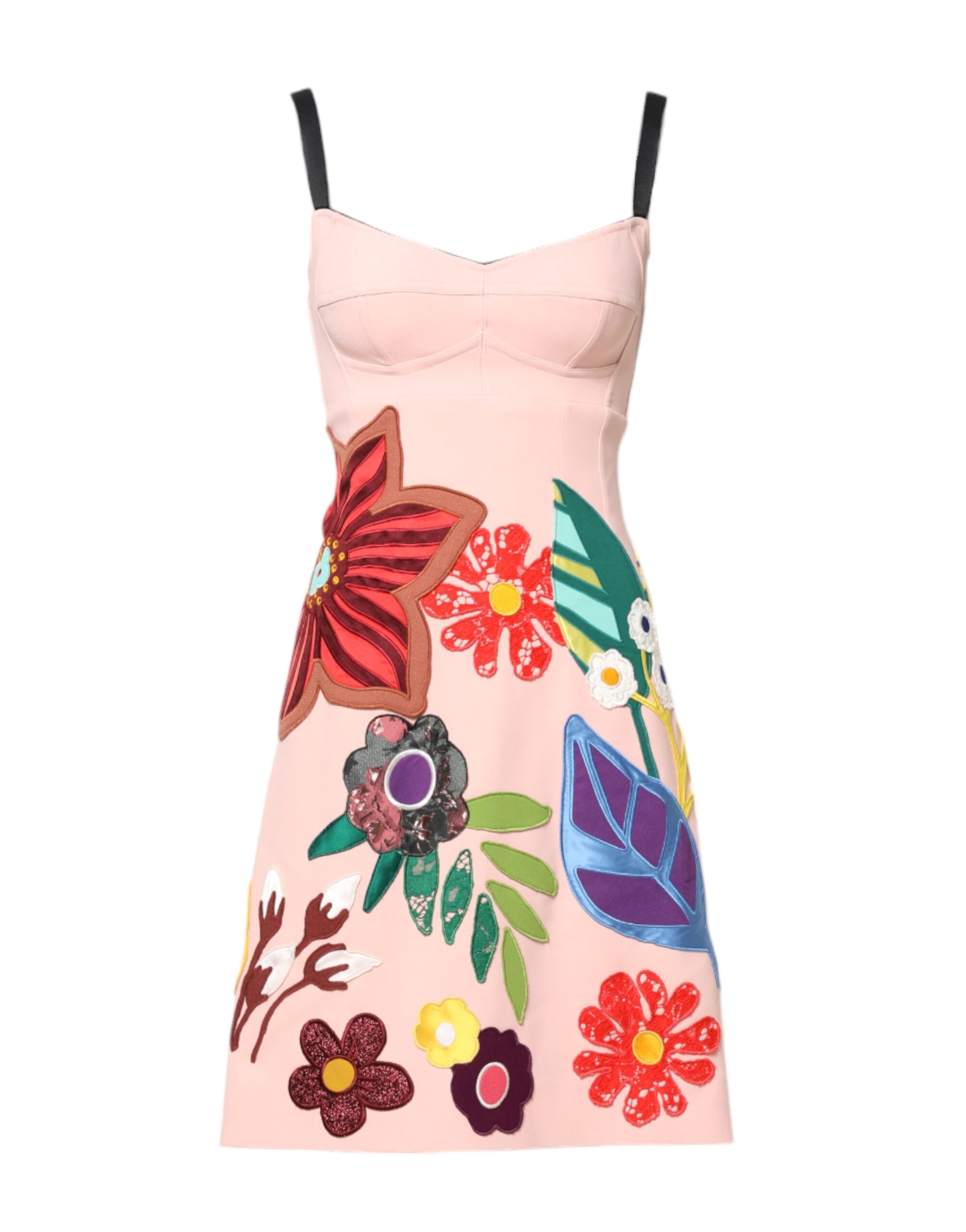 Dolce & Gabbana Pink Floral Print Spaghetti Strap Mini Women's Dress