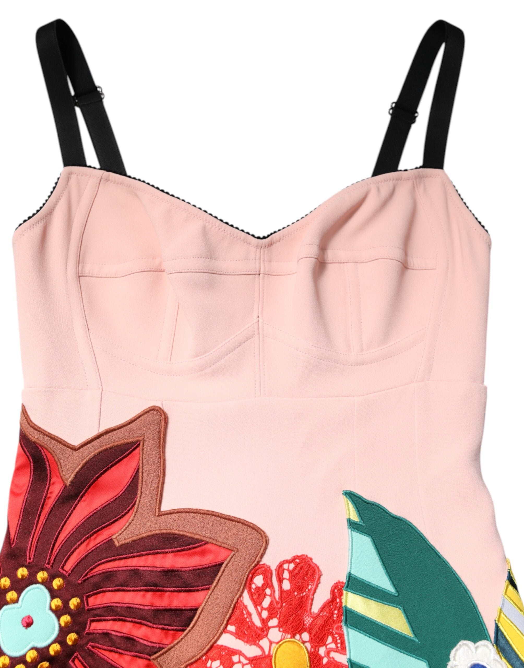 Dolce & Gabbana Pink Floral Print Spaghetti Strap Mini Women's Dress