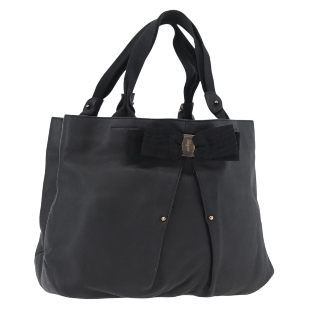 Salvatore Ferragamo Vala Tote Leather Black Leather Tote Bag Bag (Pre-Owned)
