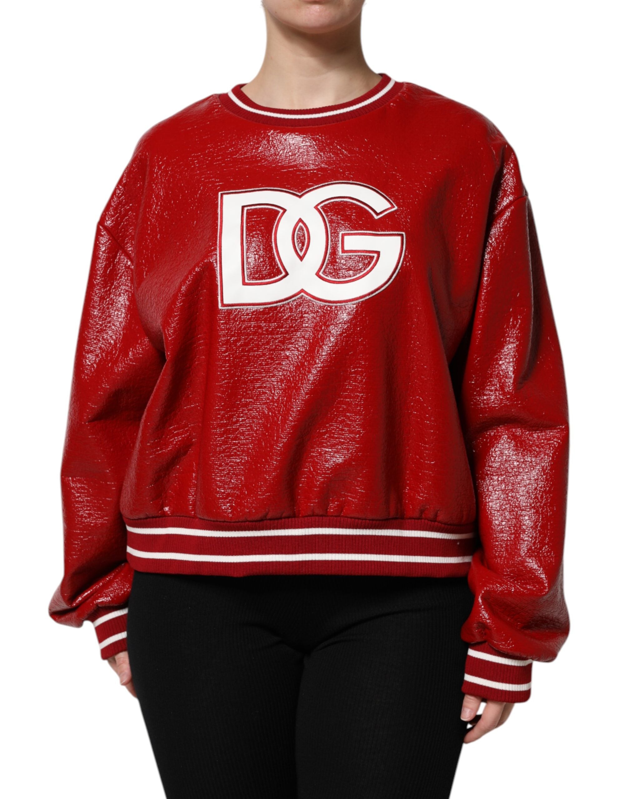 Dolce & Gabbana Red Wool DGLogo Embroidery Pullover Women's Sweater
