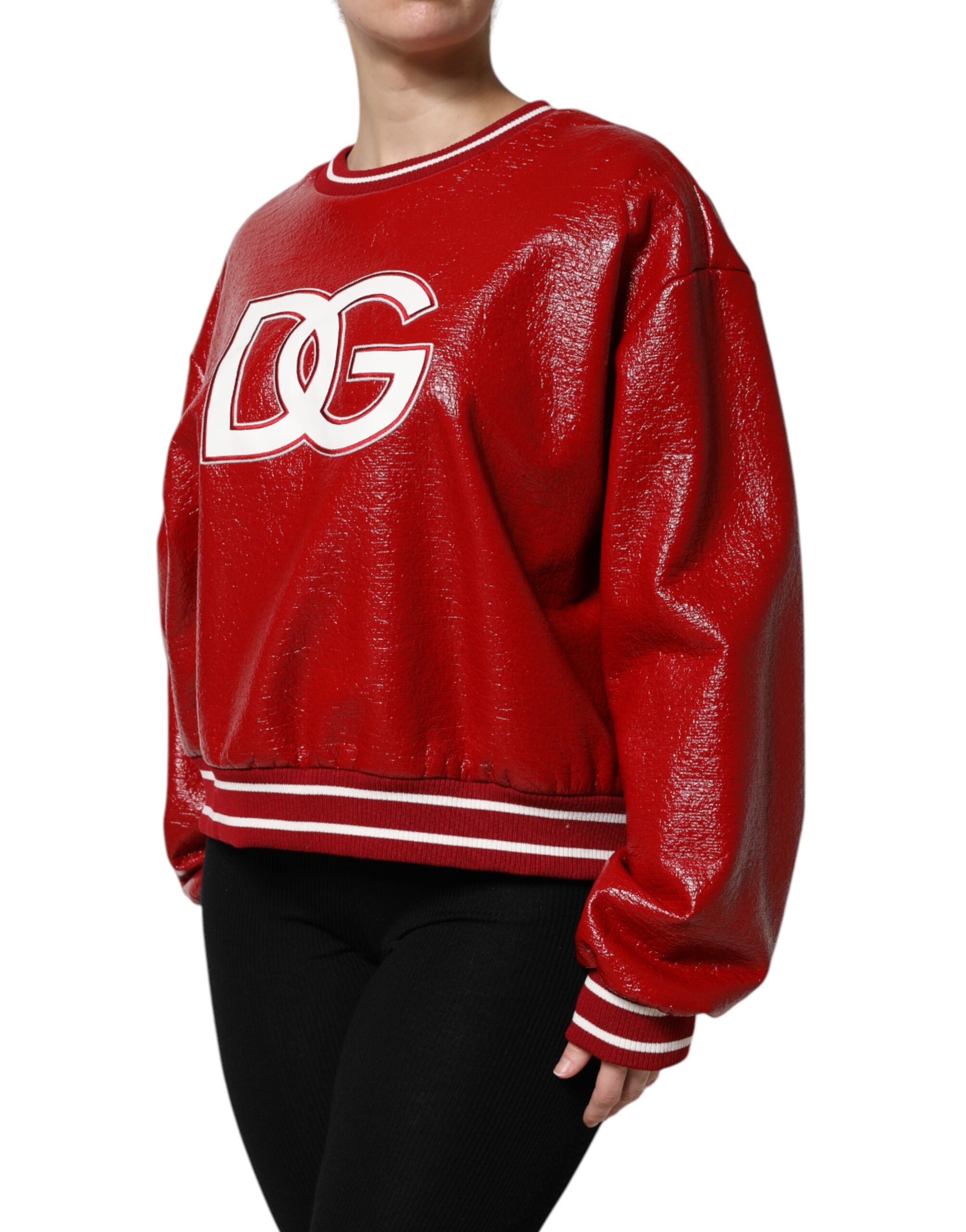 Dolce & Gabbana Red Wool DGLogo Embroidery Pullover Women's Sweater