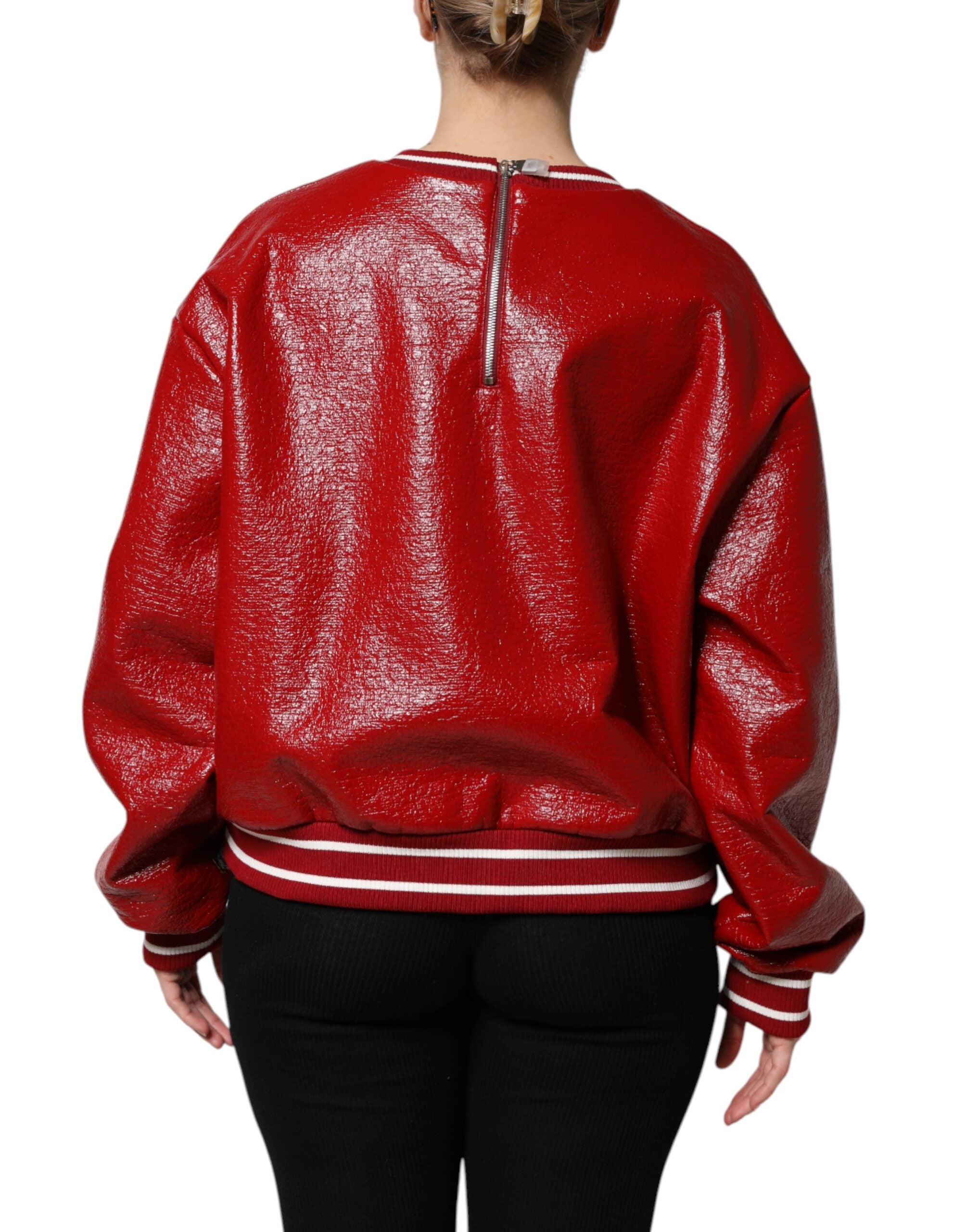 Dolce & Gabbana Red Wool DGLogo Embroidery Pullover Women's Sweater