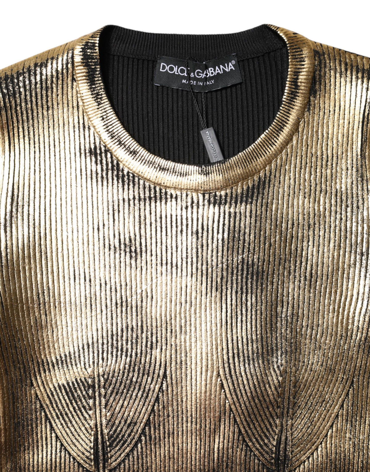 Dolce & Gabbana Gold Round Neck Long Sleeve Pullover Women's Top